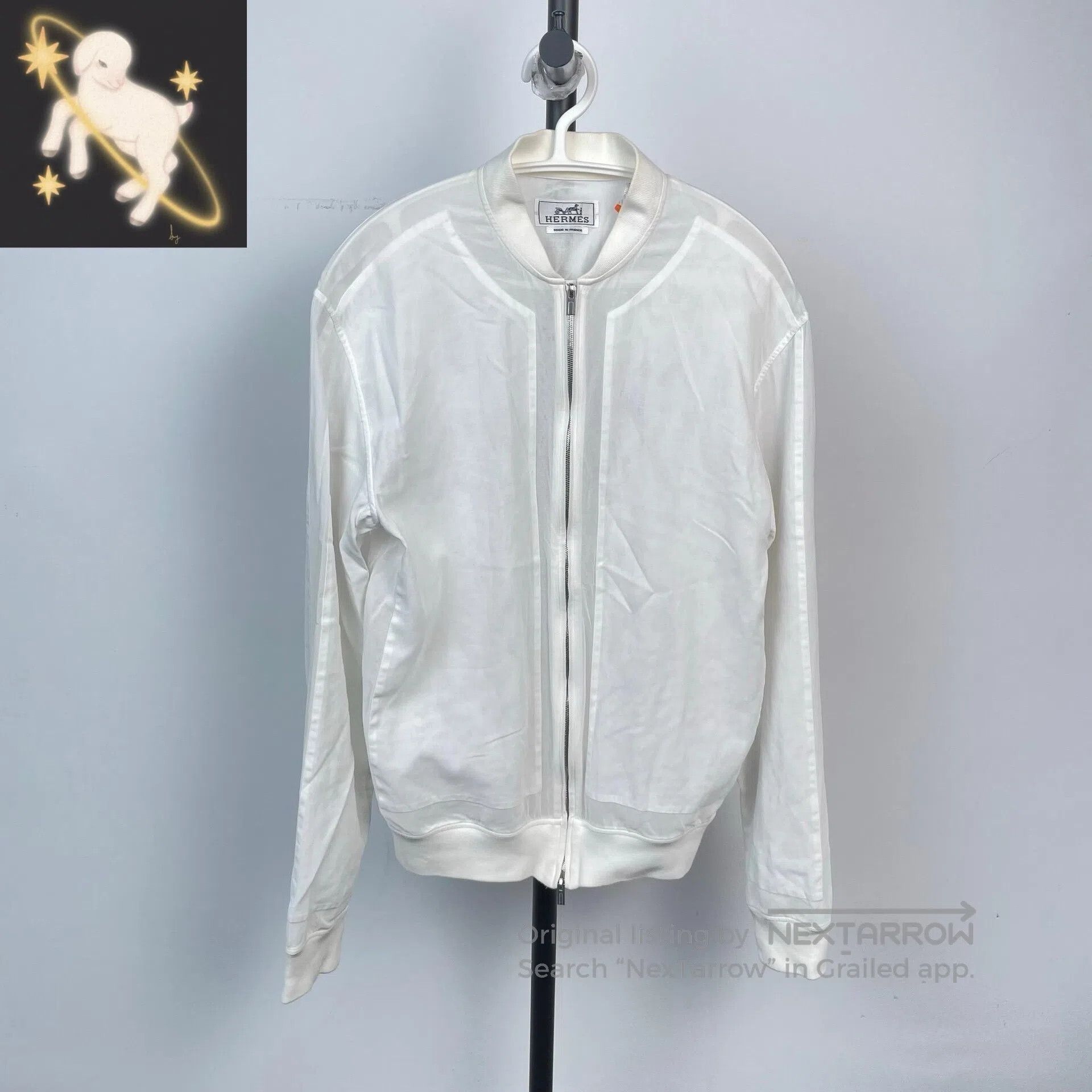 Hermes Hermes size 37 White Silk Lapel Zipper Jacket| Size US S / EU 44-46 / 1 - 1 Thumbnail