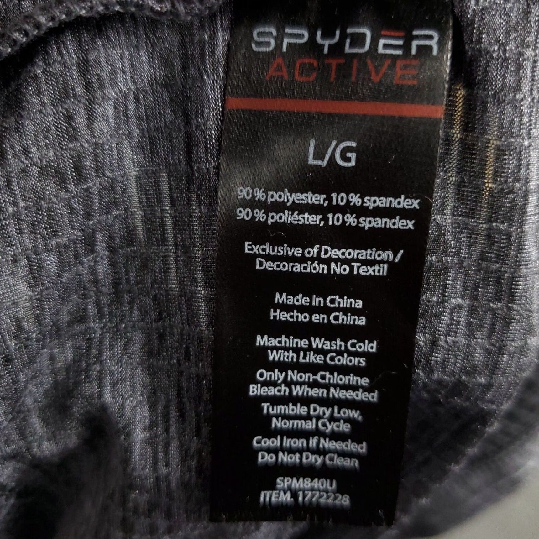 Spyder Shirt Mens L Gray 1/4 Zip Active Pullover Long Sleeve Classic Logo Zip Mock Neck