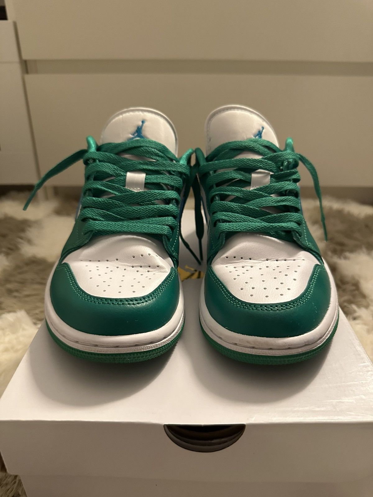 Jordan Brand Jordan 1 low aquatone 7 in women gently used Size US 7 / IT 37 - 4 Thumbnail
