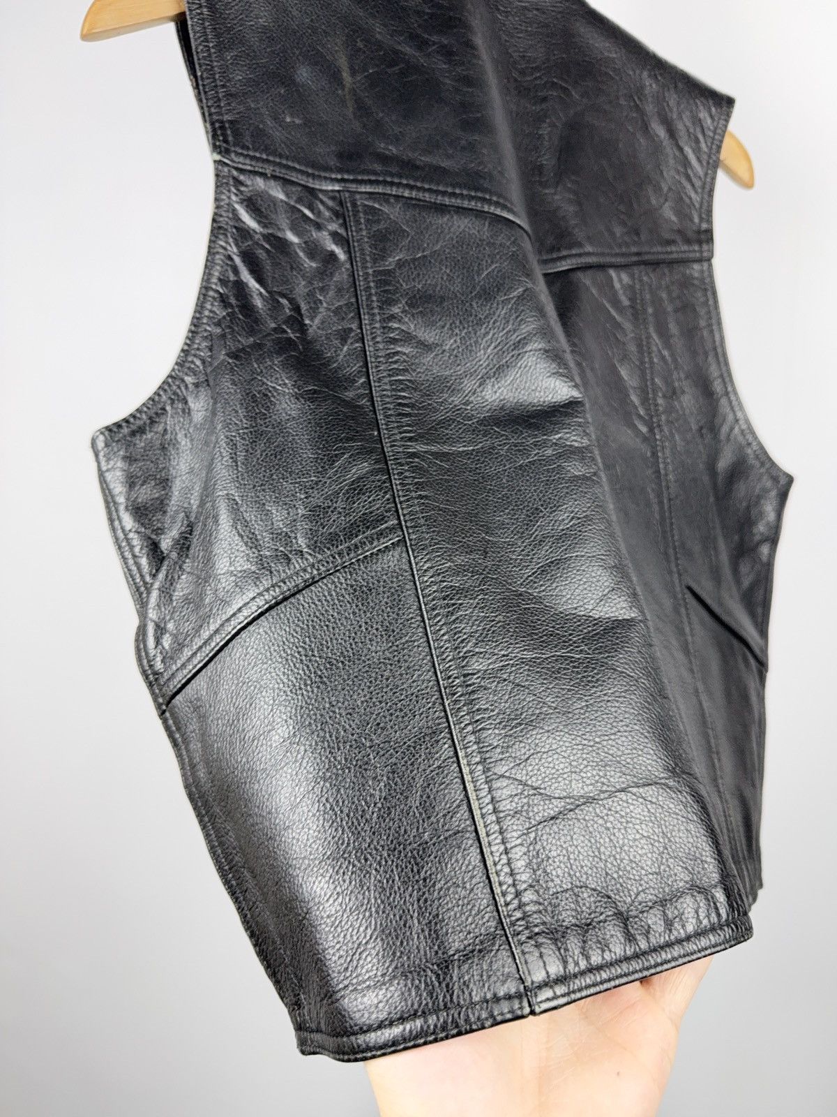 Leather Vintage 90s Retro Leather Moto Biker Rock Opium Vest Size S Size US S / EU 44-46 / 1 - 12 Thumbnail