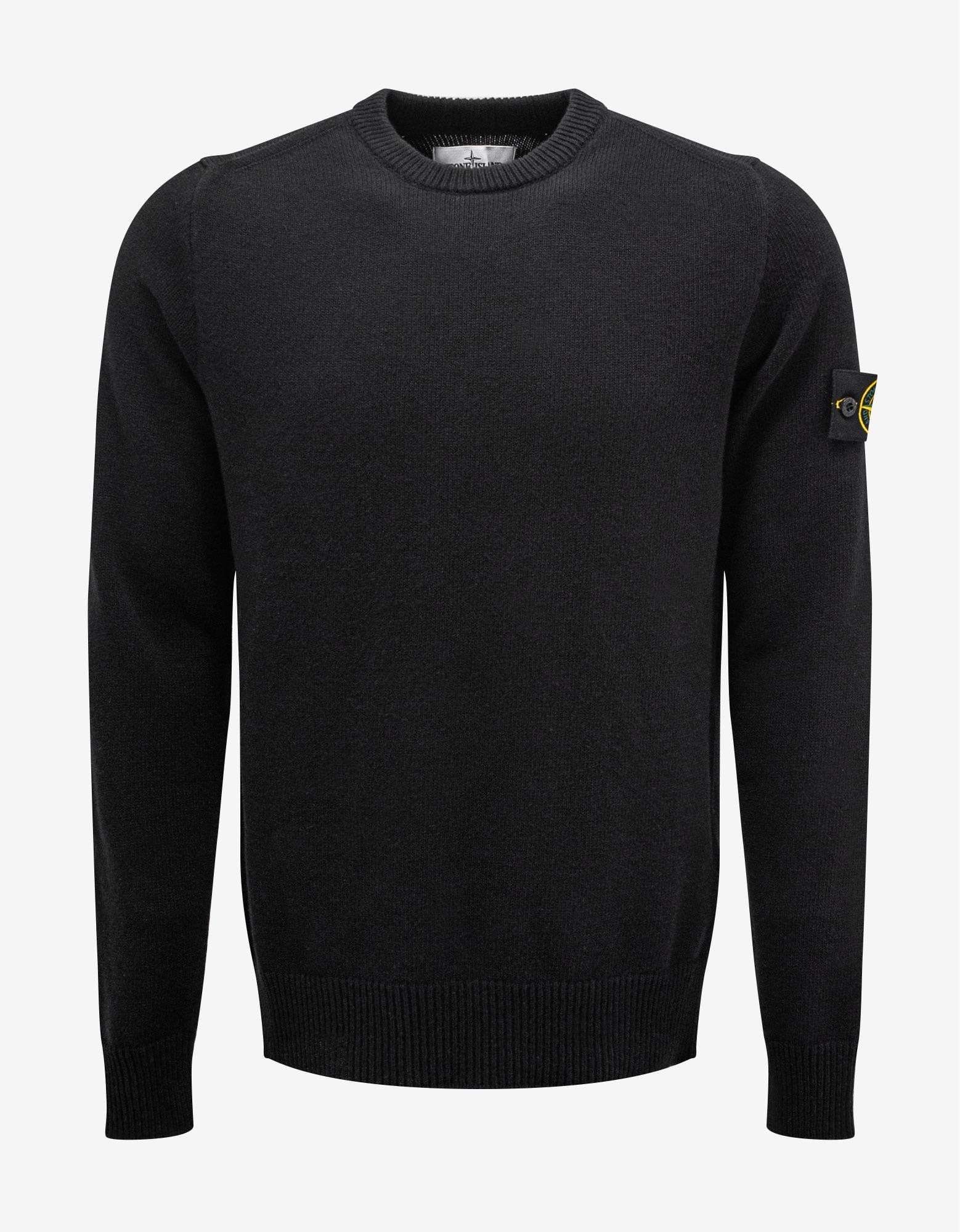 image of Stone Island Black Compass Badge Wool Sweater, Men's (Size 2XL)