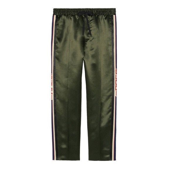 image of Gucci Acetate Silk Green Trouser Pants in Moss Green, Men's (Size 34)