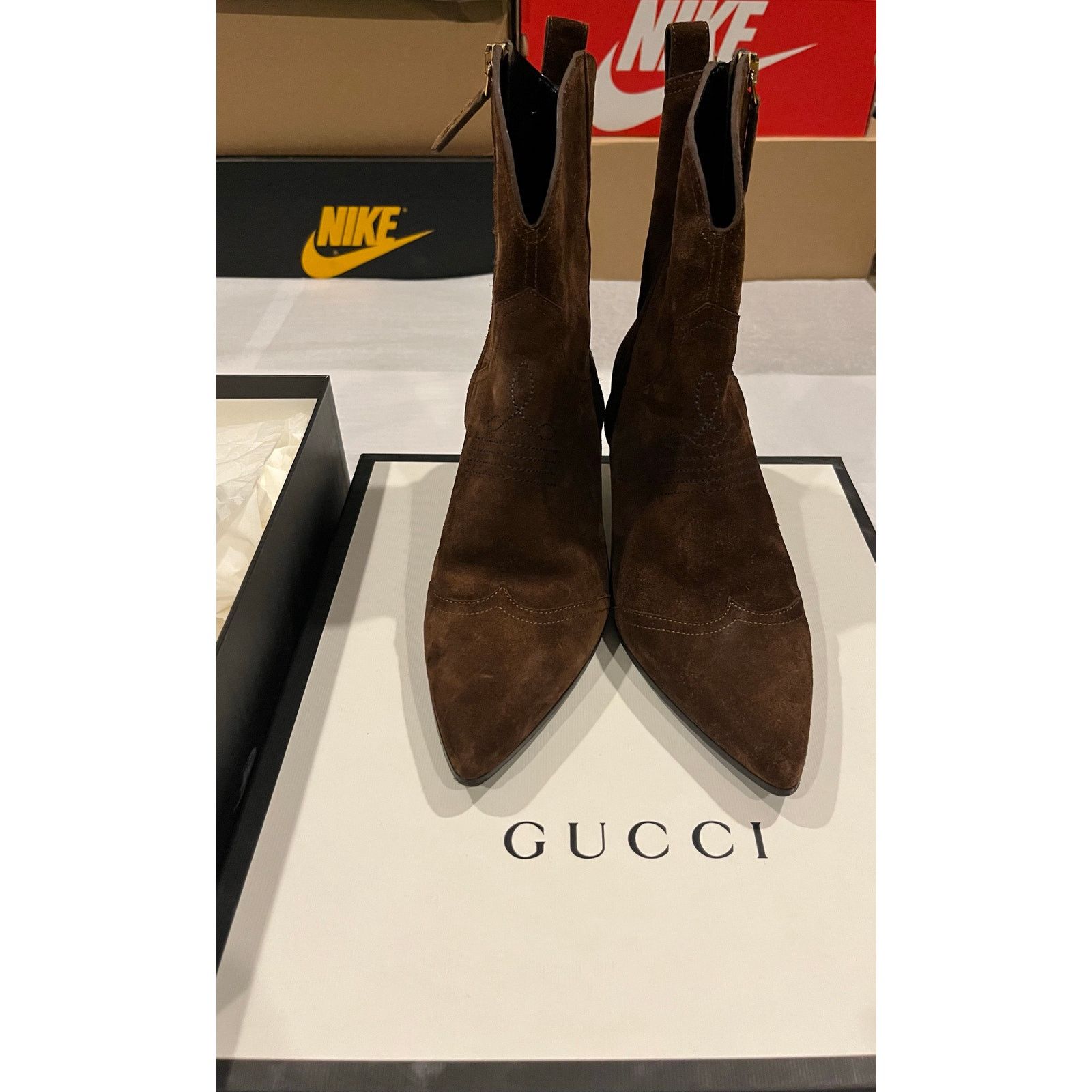 Gucci Gucci Quebec Leather Booties Maroon Size US 6.5 / IT 36.5 - 2 Thumbnail