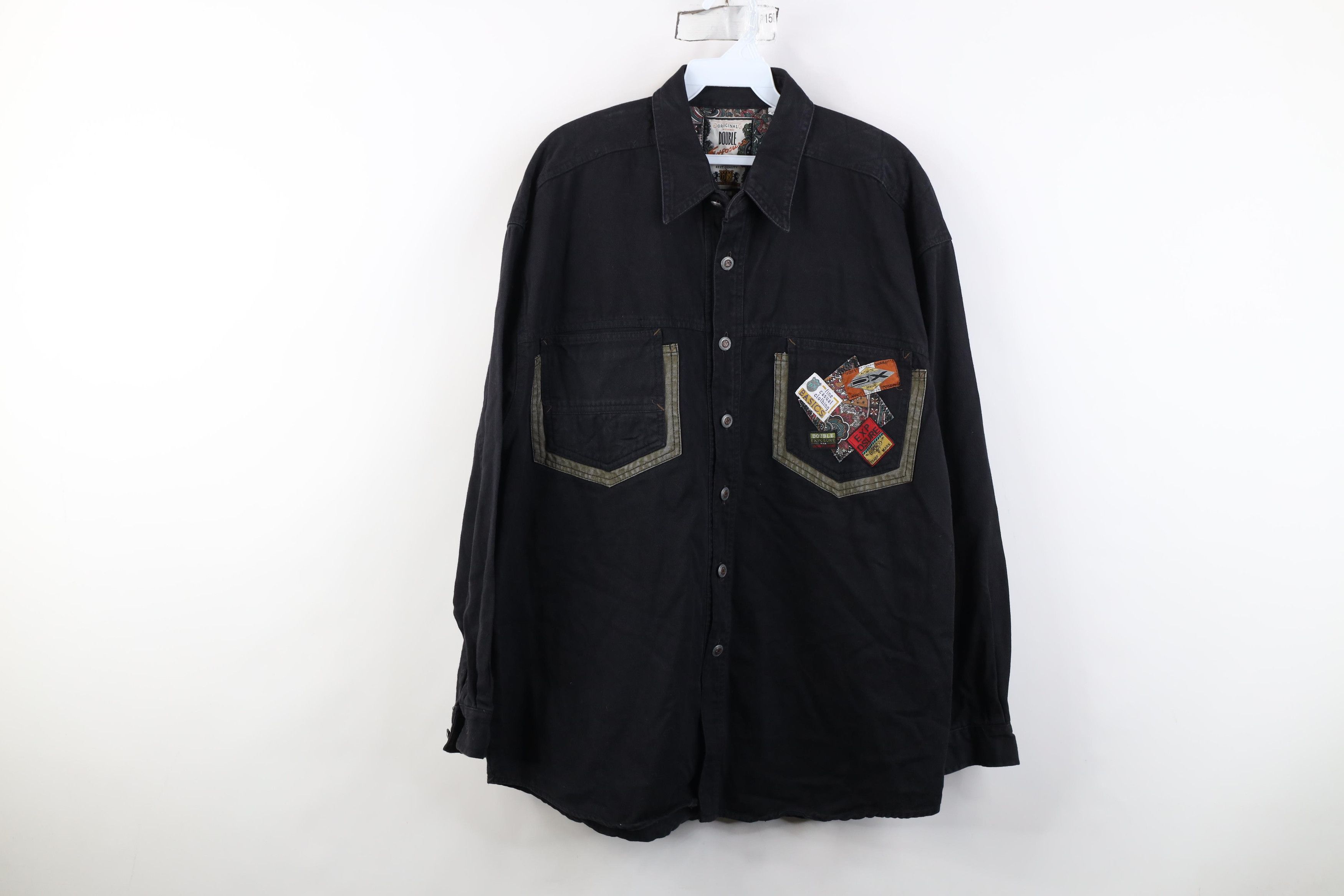 Vintage Vintage 90s Streetwear Quilted Denim Collared Button Shirt Size US L / EU 52-54 / 3 - 1 Thumbnail