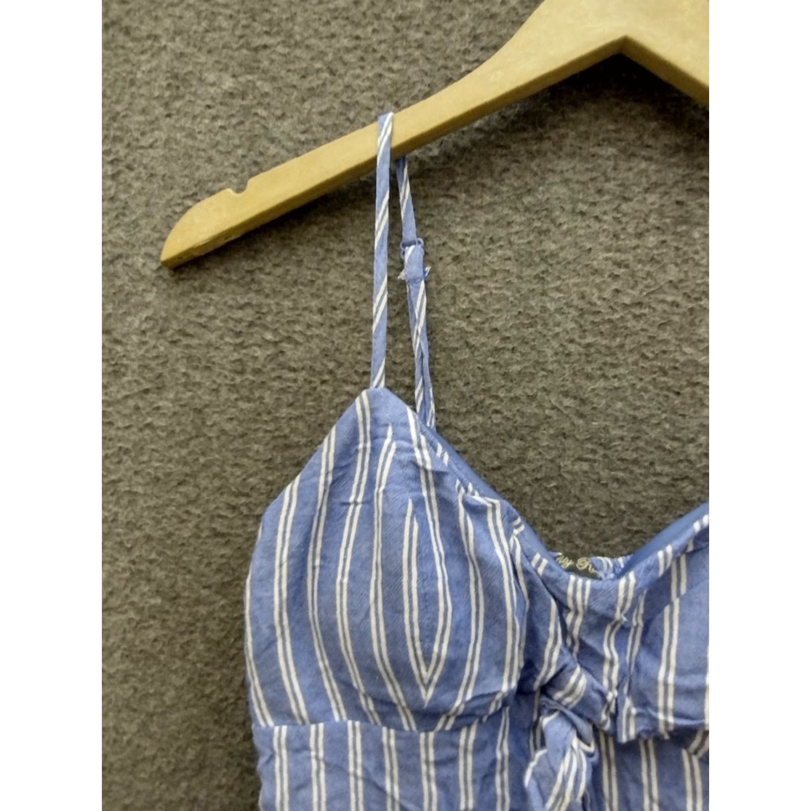 Vintage VINTAGE Lily Rose Romper Shirt XS Blue/White Stripe Summer Womens One-Piece Tie Knot Spaghetti Strap V-Neck Size 26" / US 2 / IT 38 - 7 Thumbnail