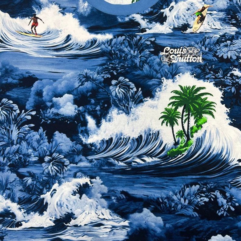 Louis Vuitton Louis Vuitton Blue wave print short sleeves Size US XXL / EU 58 / 5 - 6 Thumbnail