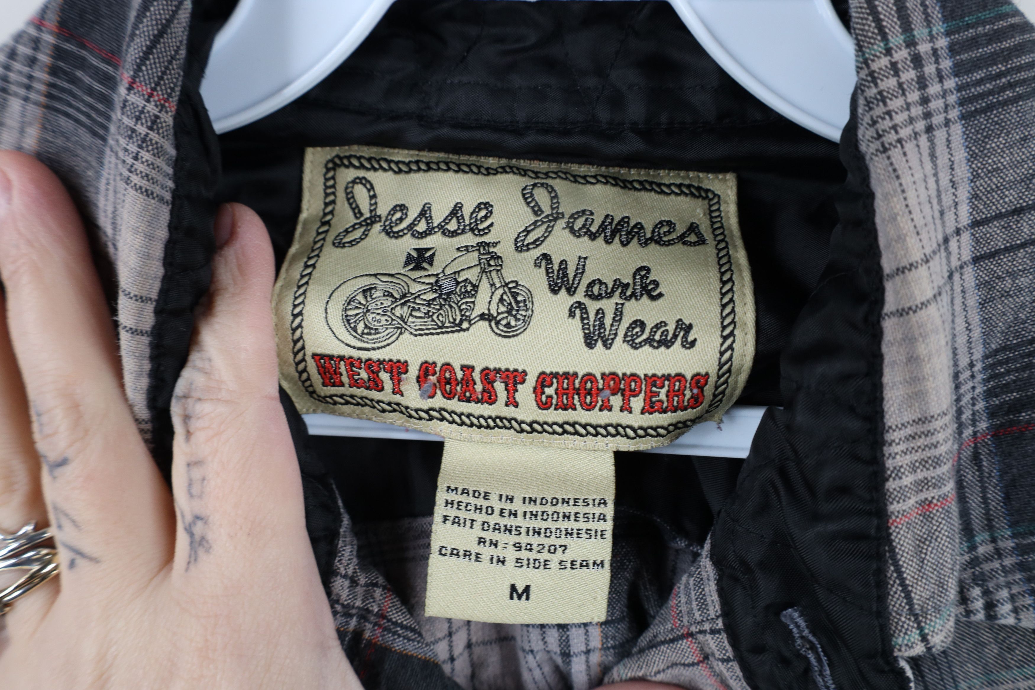 Vintage West Coast Choppers Jesse James Snap Button Shirt Plaid Size US M / EU 48-50 / 2 - 13 Thumbnail