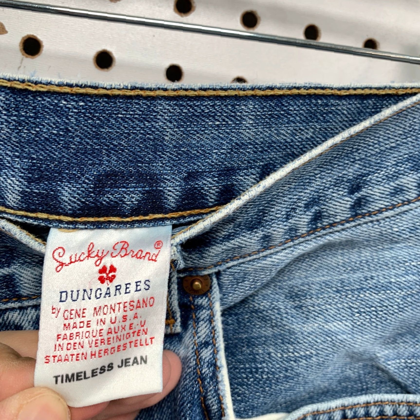 Lucky Brand VINTAGE Lucky Brand Jeans Mens 36x31 Dungarees USA Logo 5-Pocket Straight Blue Denim Shirt Size US 36 / EU 52 - 2 Thumbnail