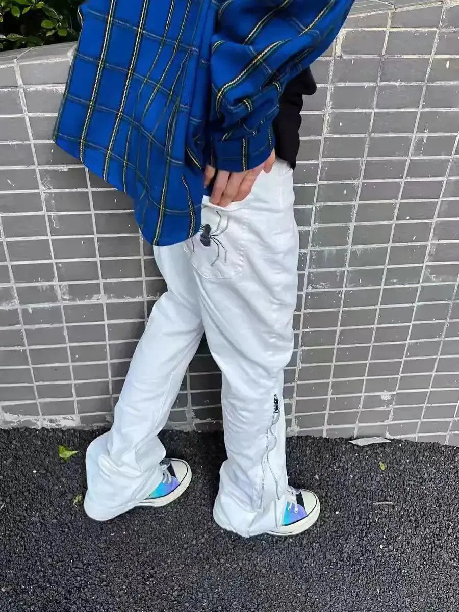 Japanese Brand Street Y2K Spider Print Zip Hip Hop Jeans Size US 30 / EU 46 - 4 Thumbnail