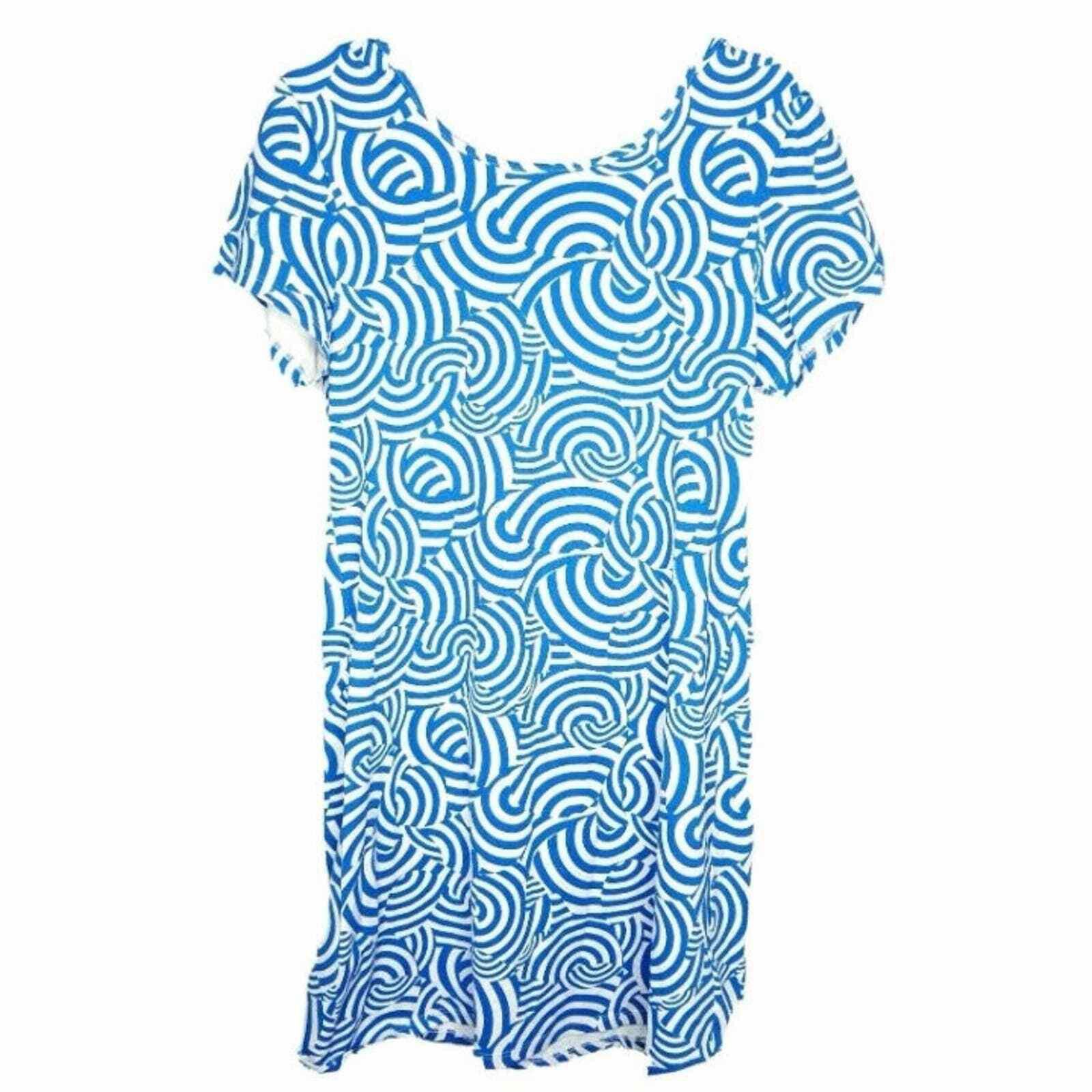 Molly Goddard Menswear Melly M Short Sleeve Shirt Dress Blue White Swirl Stipes See Size ONE SIZE - 1 Thumbnail