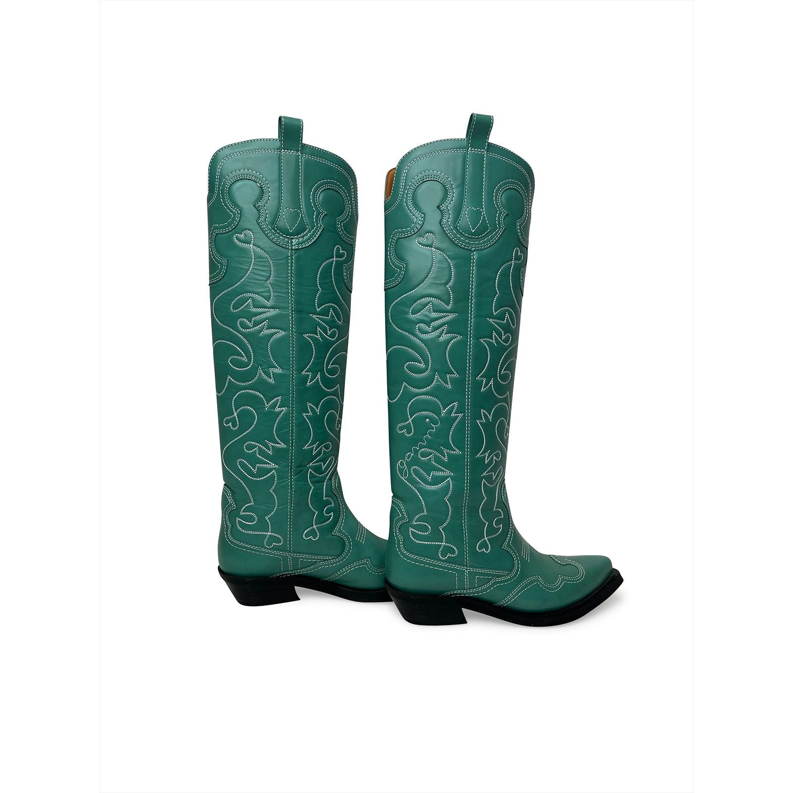 Ganni Teal blue cowboy boots (knee high) Size US 10 / IT 40 - 1 Thumbnail