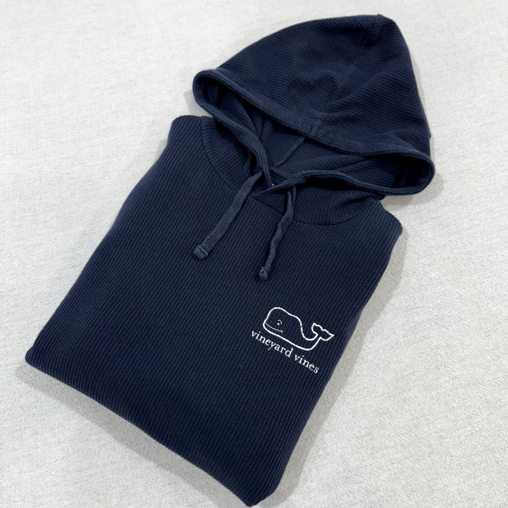 Vineyard Vines Vineyard Vines Women's Hoodie XS Navy Blue Thermal Waffle Knit Pullover Logo Fall Winter Size XS / US 0-2 / IT 36-38 - 8 Thumbnail