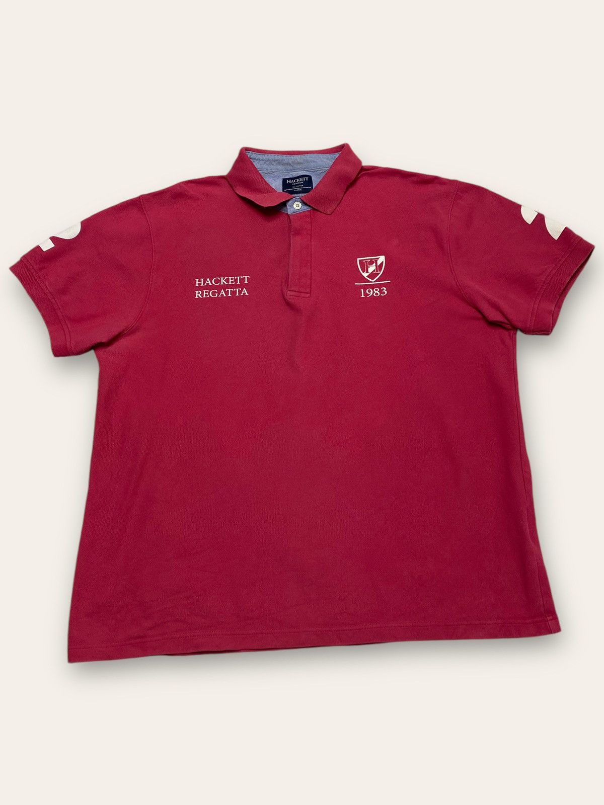 Hackett Vintage HACKETT Pink Crazy Many Logos Regatta Yacht Polo Y2K Size US XL / EU 56 / 4 - 2 Thumbnail