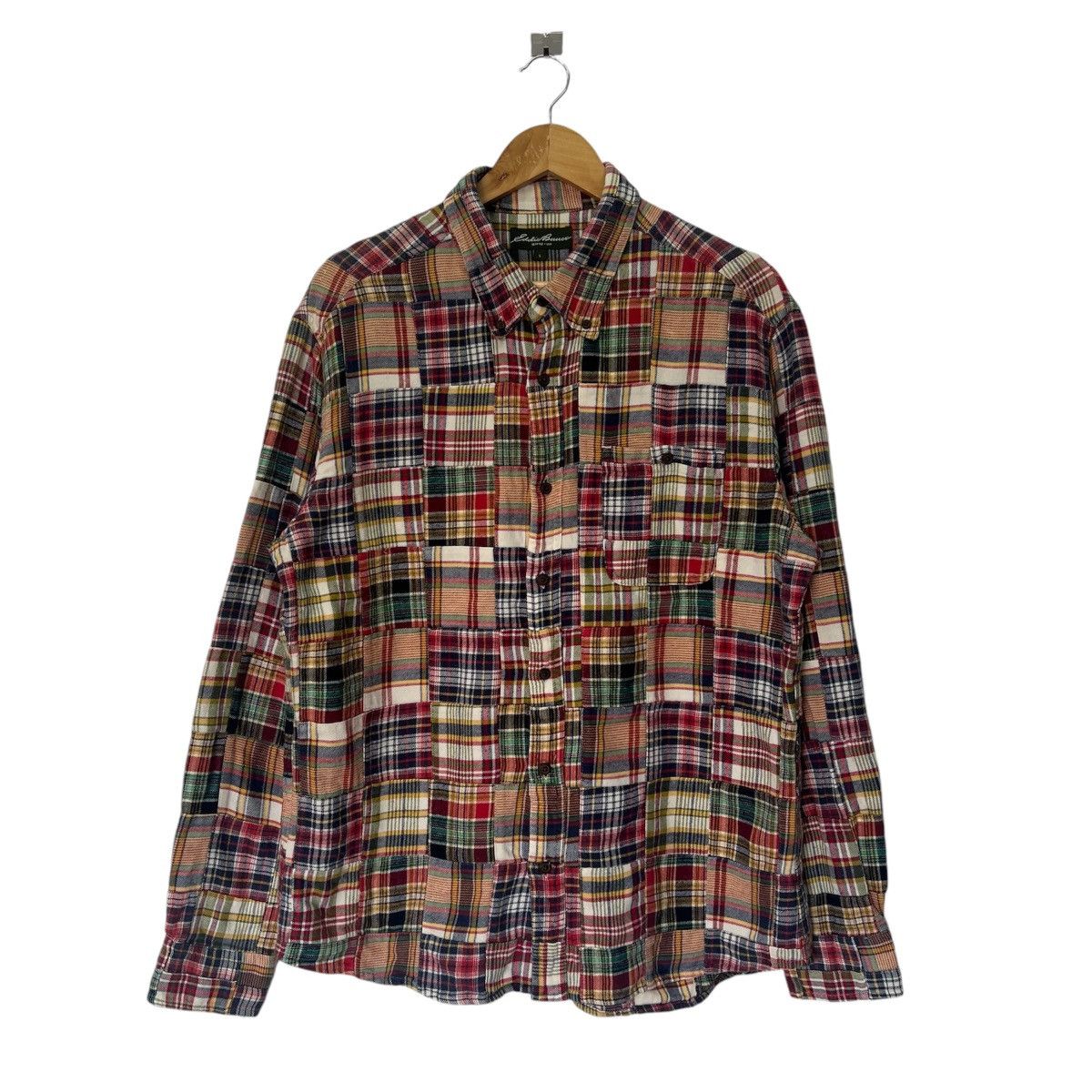 Designer × Eddie Bauer × Flannel Vintage Eddie Bauer Patchwork Inspired Kapital Shirt Size US L / EU 52-54 / 3 - 1 Thumbnail