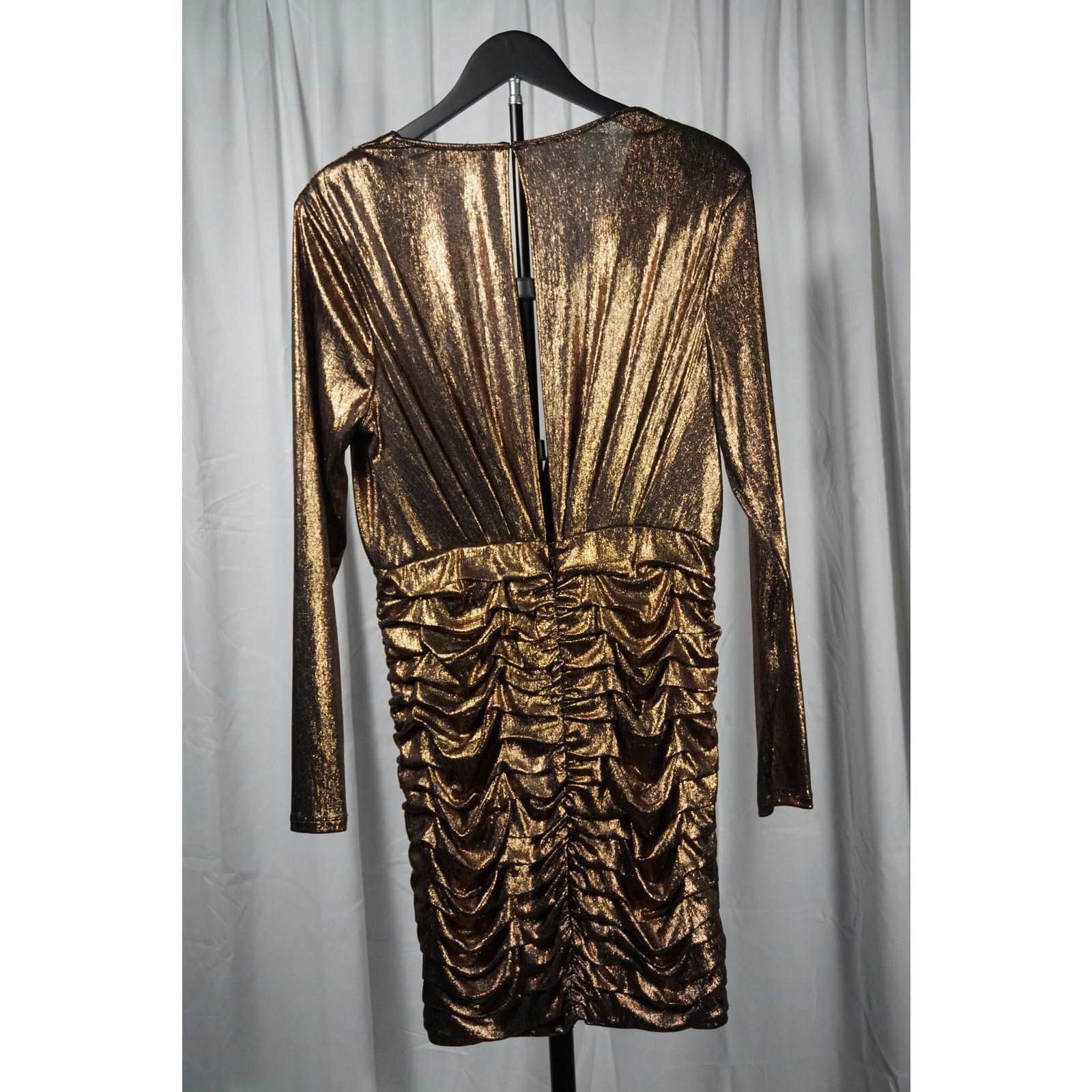 Ramy Brook Ramy Brook Willow Dress Bronze Metallic Mini - Long Sleeve Size L / US 10 / IT 46 - 2 Thumbnail