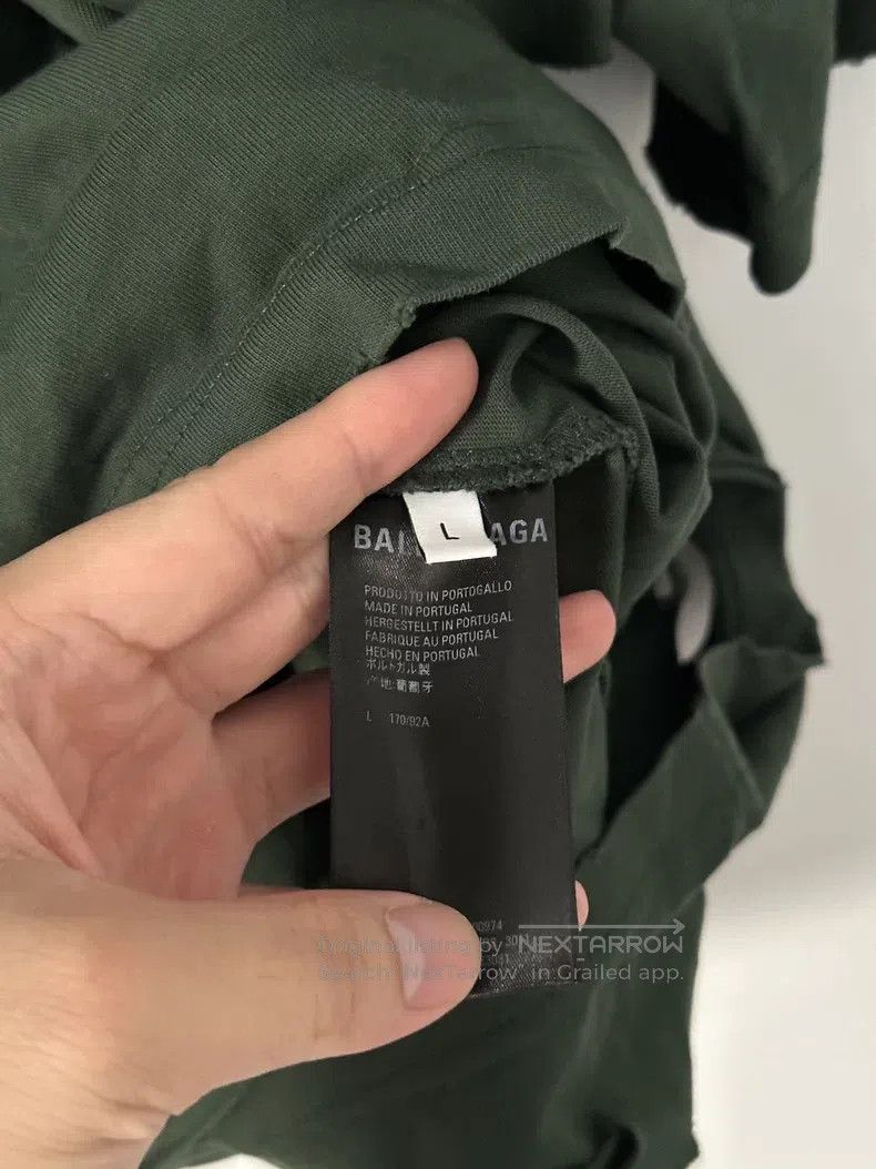 Balenciaga Balenciaga Green Ripped Logo Short Sleeve T-Shirt Size US L / EU 52-54 / 3 - 3 Thumbnail