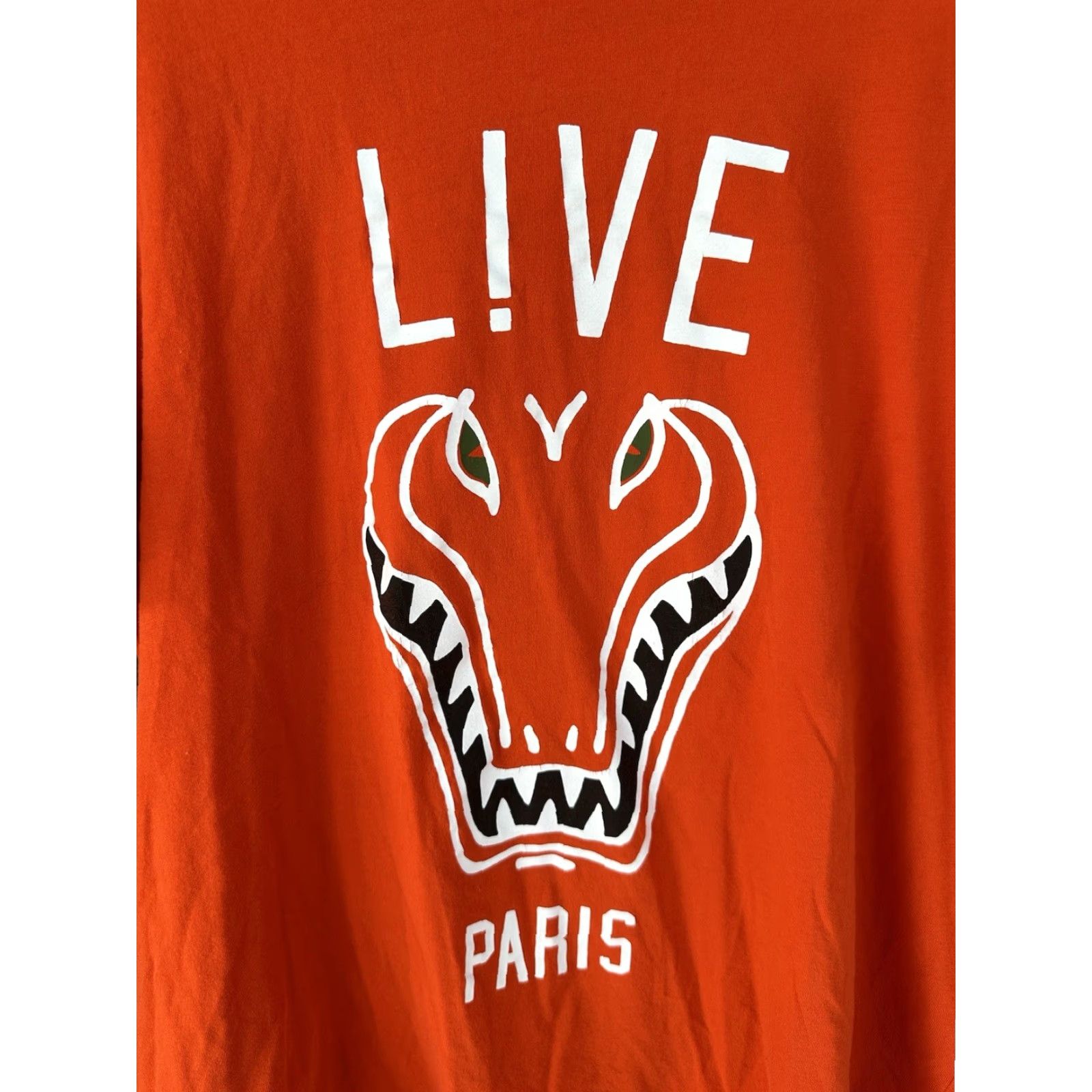 LACOSTE L!VE PARIS Mens T-Shirt Orange Short Sleeve Cotton Size 6 Crew Neck Regular Shirt