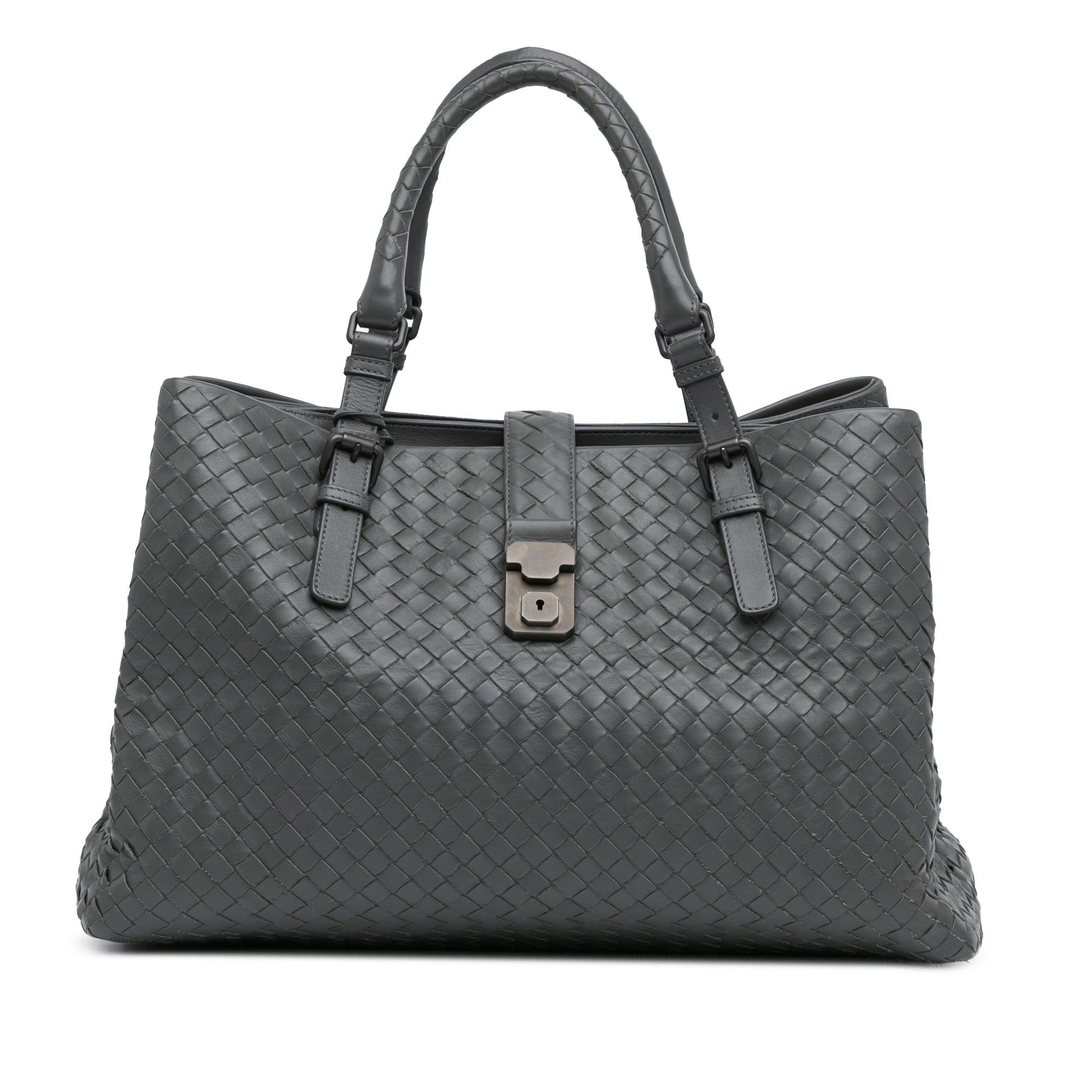 Bottega Veneta Bottega Veneta Large Nappa Intrecciato Roma Tote Gray Size ONE SIZE - 1 Thumbnail