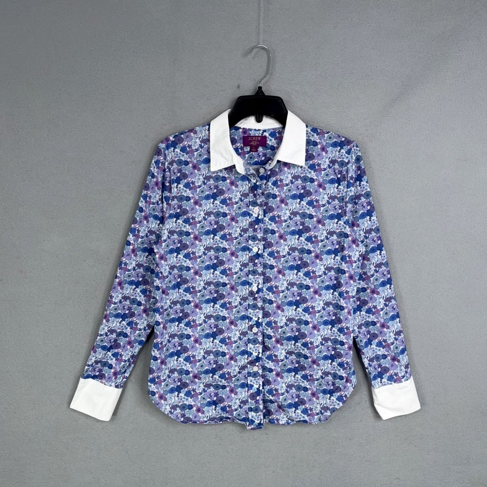 J.Crew VINTAGE? No. J.CREW Shirt Womens 6 Blue Liberty Floral Long Sleeve Collared Top Button-Up Size M / US 6-8 / IT 42-44 - 2 Thumbnail