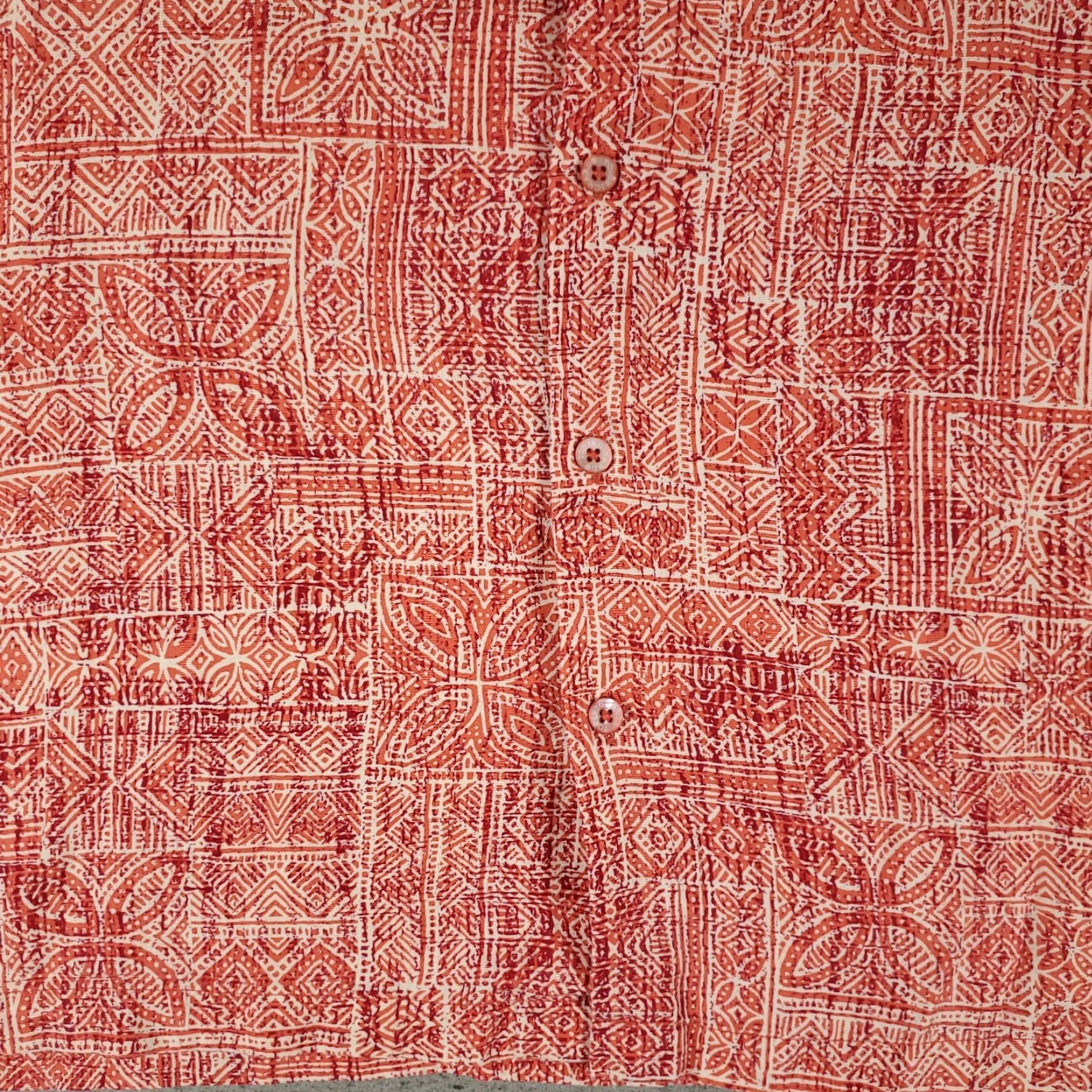VINTAGE Tori Richard Shirt Mens XL Red Geometric Hawaiian Short Sleeve Button Up