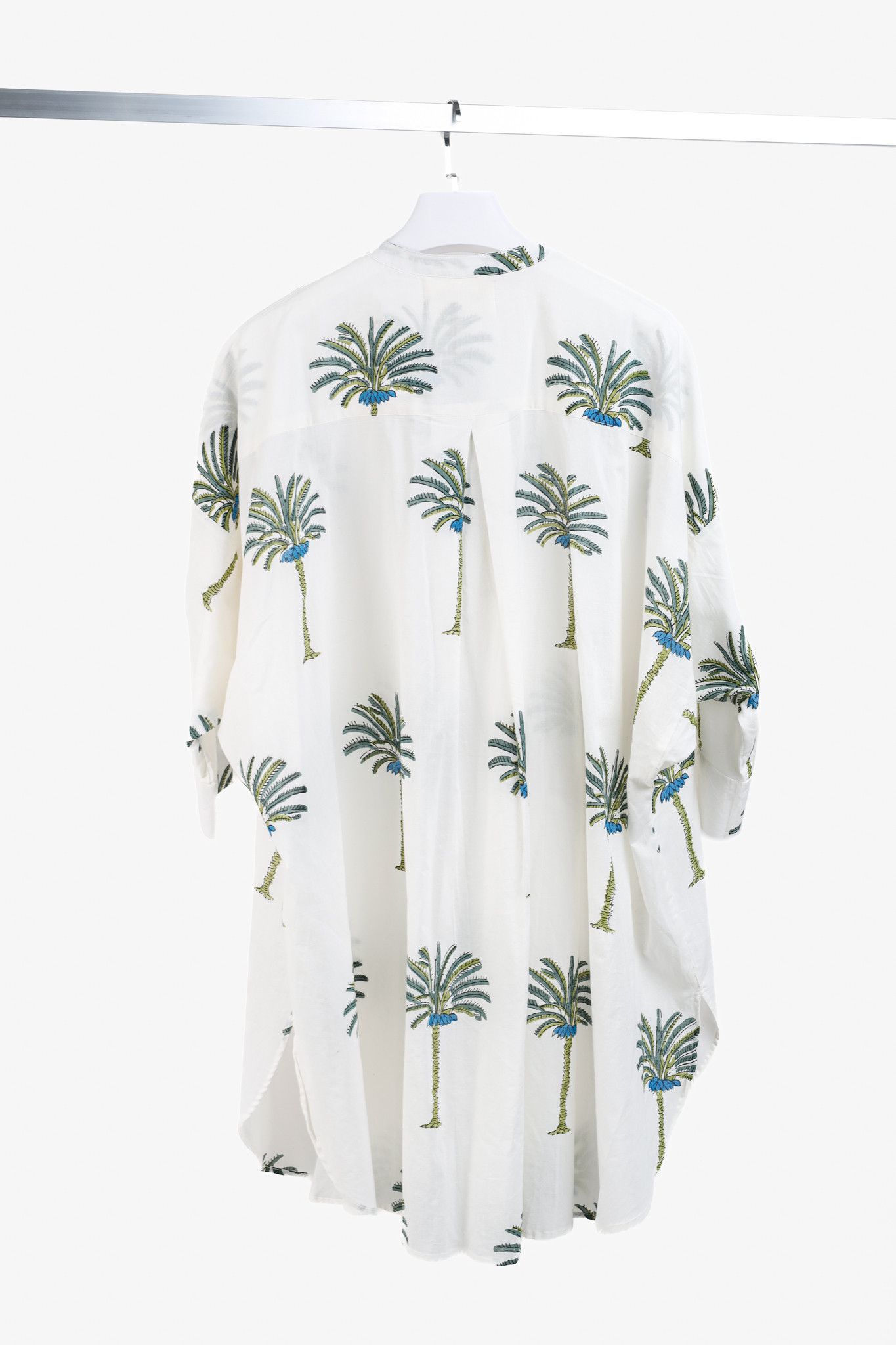 Designer V de Vinster White & Green Oversized Palm Tree Print Tunic Size L / US 10 / IT 46 - 2 Thumbnail