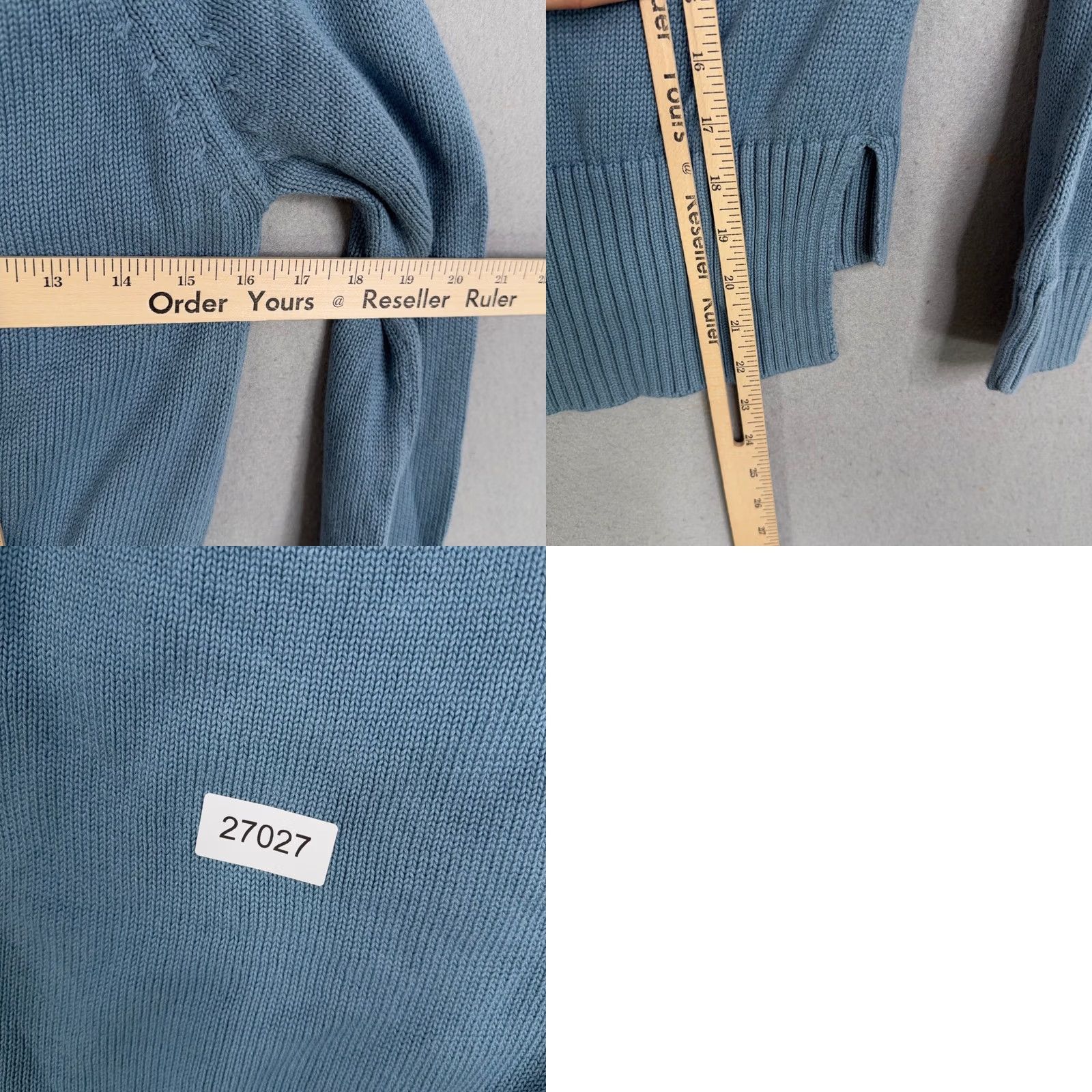 Vintage ABLE Blue Raglan Knit Sweater Womens XXS Crew Neck Casual Pullover Knit All Seasons Space: 100% Organic Cotton Size XS / US 0-2 / IT 36-38 - 8 Thumbnail
