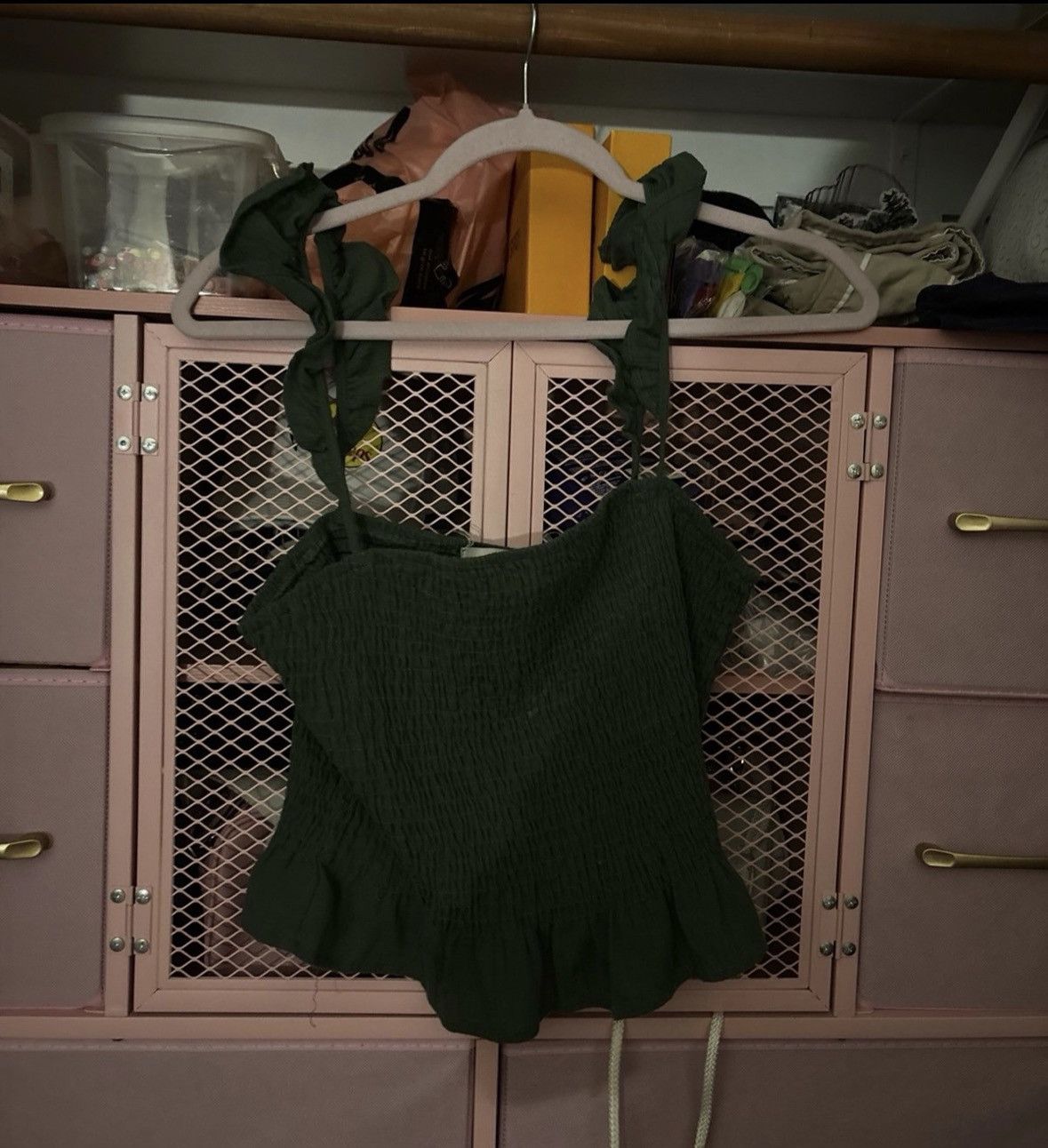 Other Dark Green Ruffle Strap Top (Size Large) Size L / US 10 / IT 46 - 1 Preview