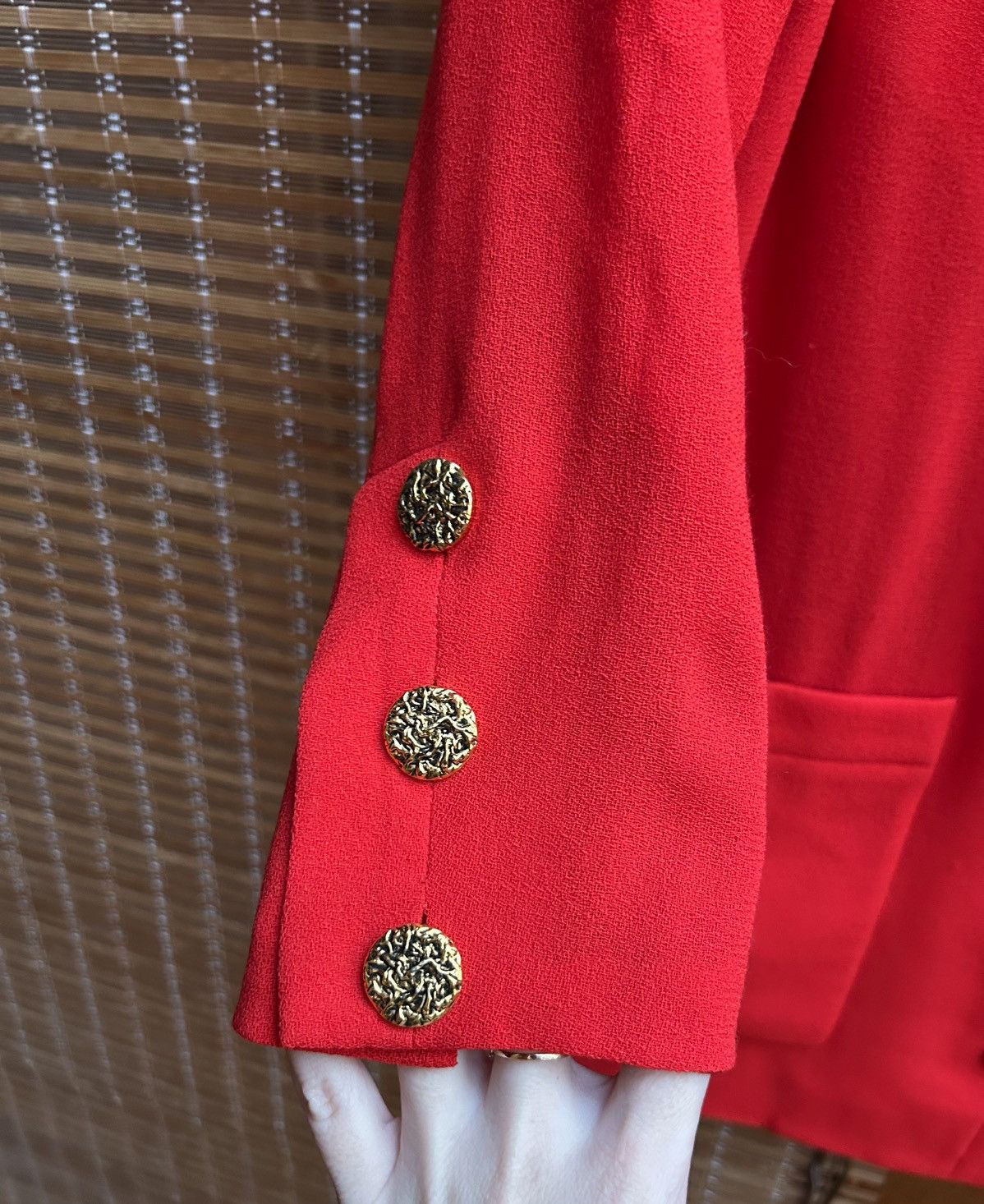 Yves Saint Laurent 70s Yves Saint Laurent Rive Gauche Red Blazer Gold Buttons Size S / US 4 / IT 40 - 6 Thumbnail