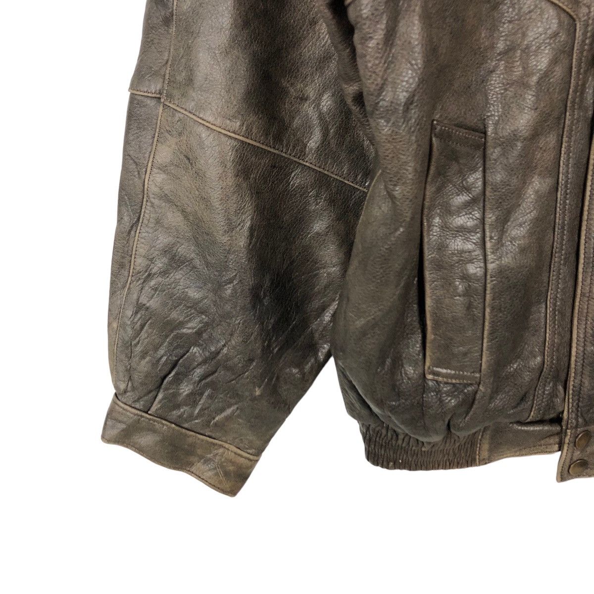 Japanese Brand VINTAGE BOMBER LEATHER JACKET NEW PARIS INSPIRE ISSEY MIYAKE Size US L / EU 52-54 / 3 - 3 Thumbnail