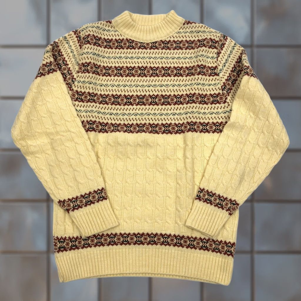 Vintage VINTAGE Lord Jeff Men's XL Fair Isle Cable Knit Wintuk Orlon Acrylic Sweater Size US XL / EU 56 / 4 - 1 Thumbnail