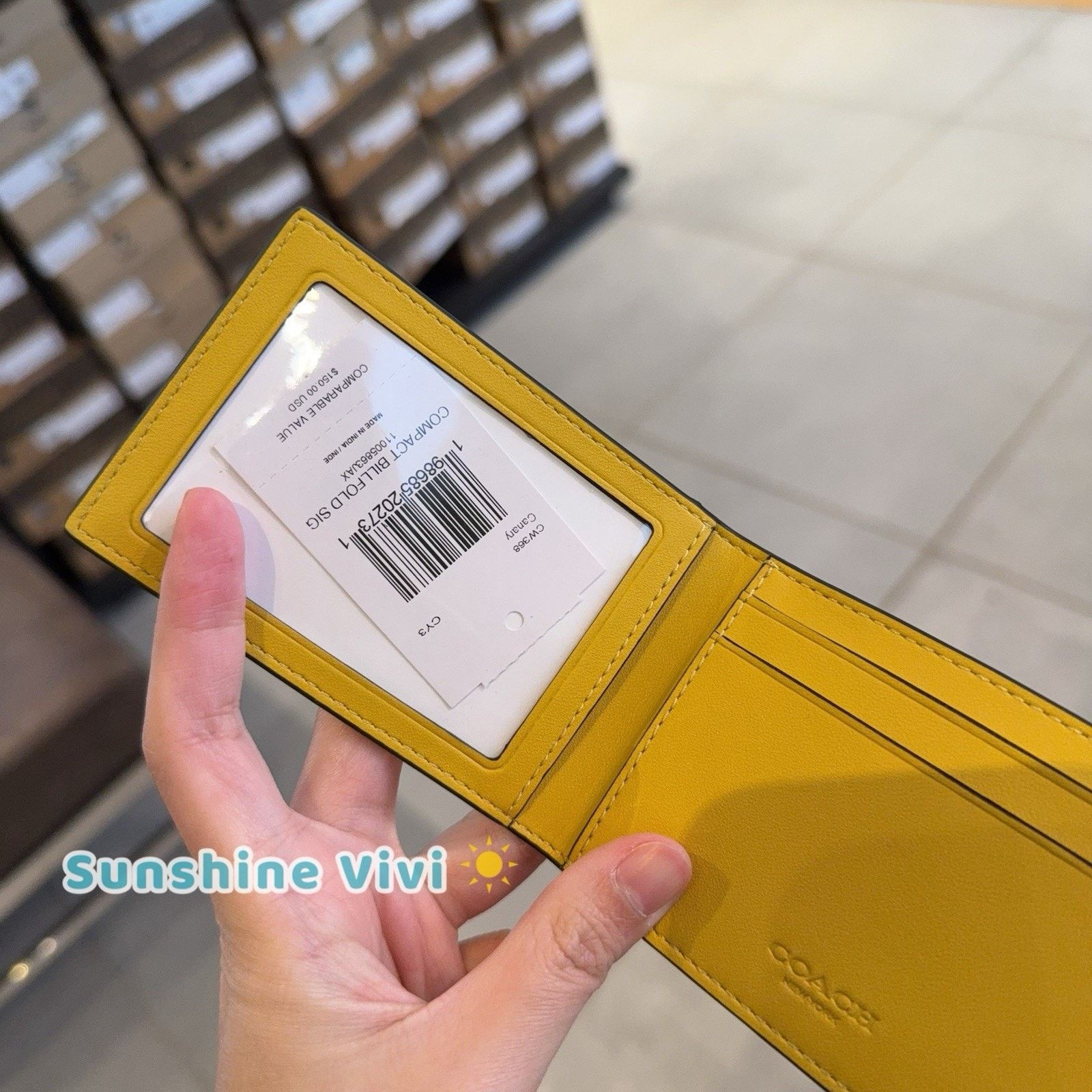 Coach NWT Coach Compact Billfold Coated Canvas Wallet CW368 Canary Size ONE SIZE - 3 Thumbnail