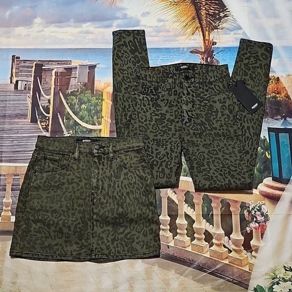 Hudson Lot of 2 Leopard Print Skirt & Jeans NWT