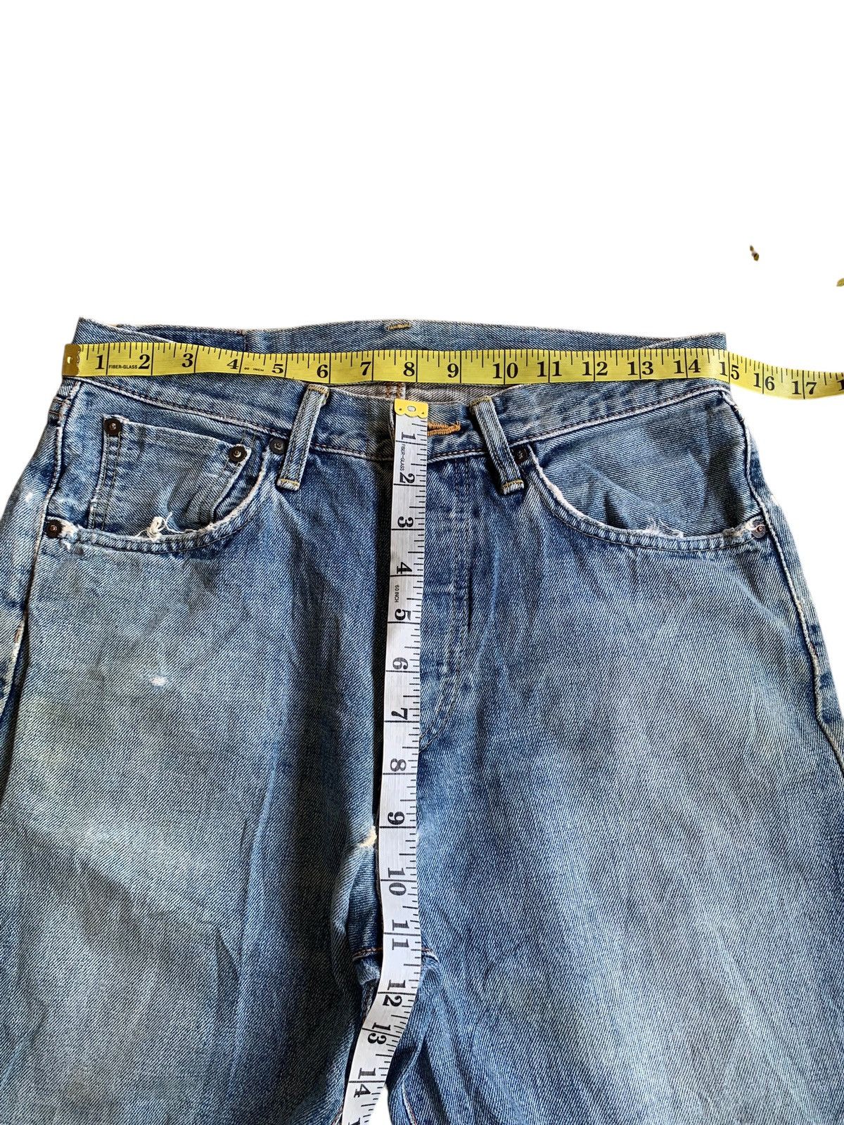 Edwin × Kapital × Vintage VINTAGE EDWIN SELVEDGE 505X BUTTON FLY DISTRESSED DENIM Size US 30 / EU 46 - 24 Thumbnail