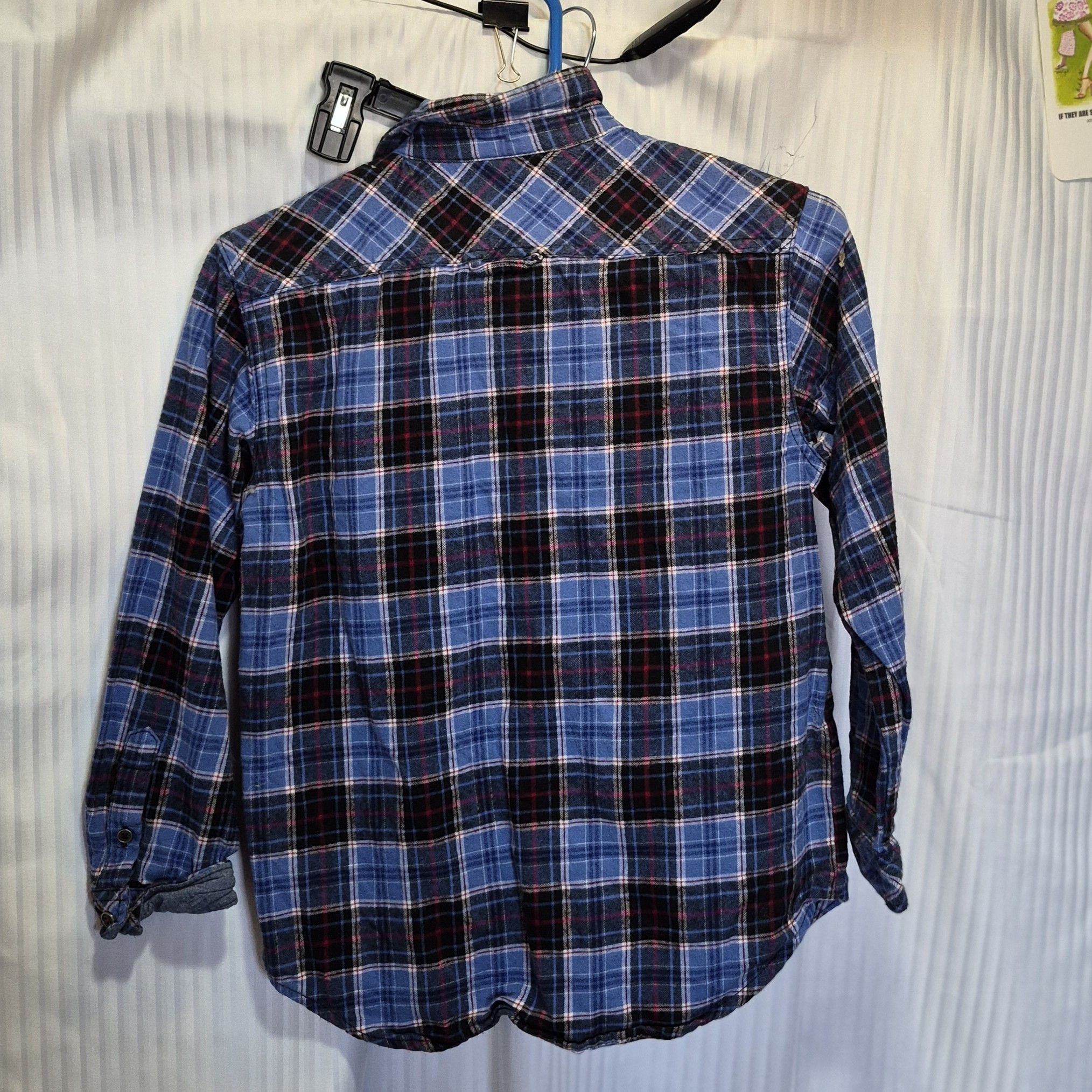 Weatherproof Weatherproof Boy's 10-12 Blue Black Plaid Button-Down Shirt Size US XXS / EU 40 - 4 Thumbnail