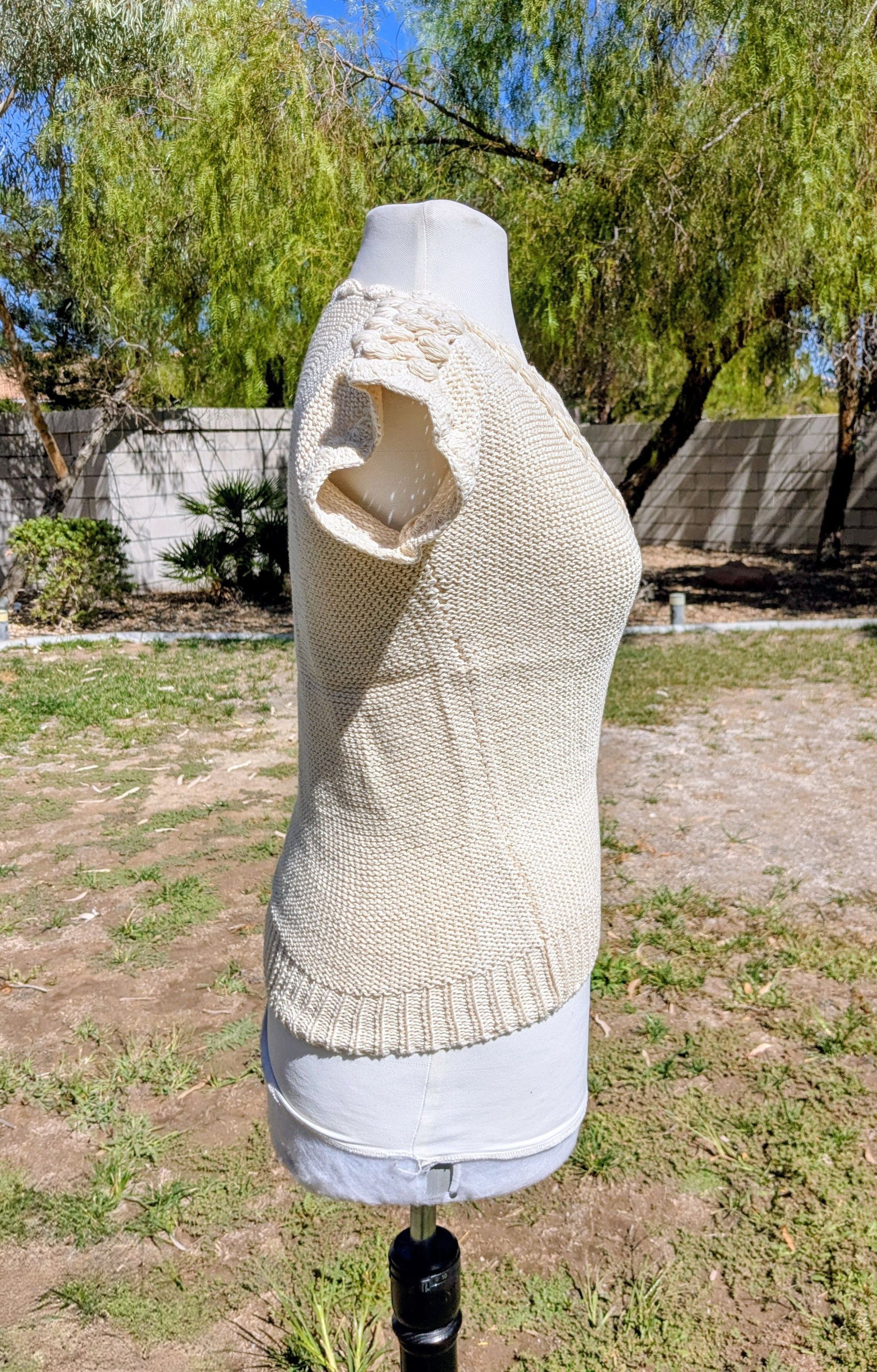 Other VTG Jennifer Reed 1980s Petite Hand Knit Cotton Sweater Top Size M / US 6-8 / IT 42-44 - 2 Thumbnail