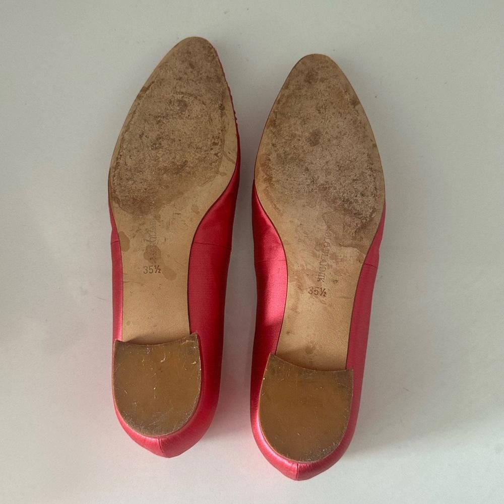Manolo Blahnik Manolo Blahnik Raspberry Dark Pink Satin Ballet Flats 35.5 Size US 4.5 / IT 34.5 - 11 Thumbnail