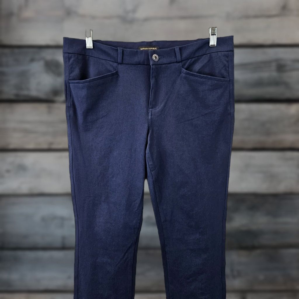 Banana Republic Banana Republic Womens Cropped Pants Sz 10 Blue Mid Rise Cotton Blend Size 32" / US 10 / IT 46 - 1 Thumbnail