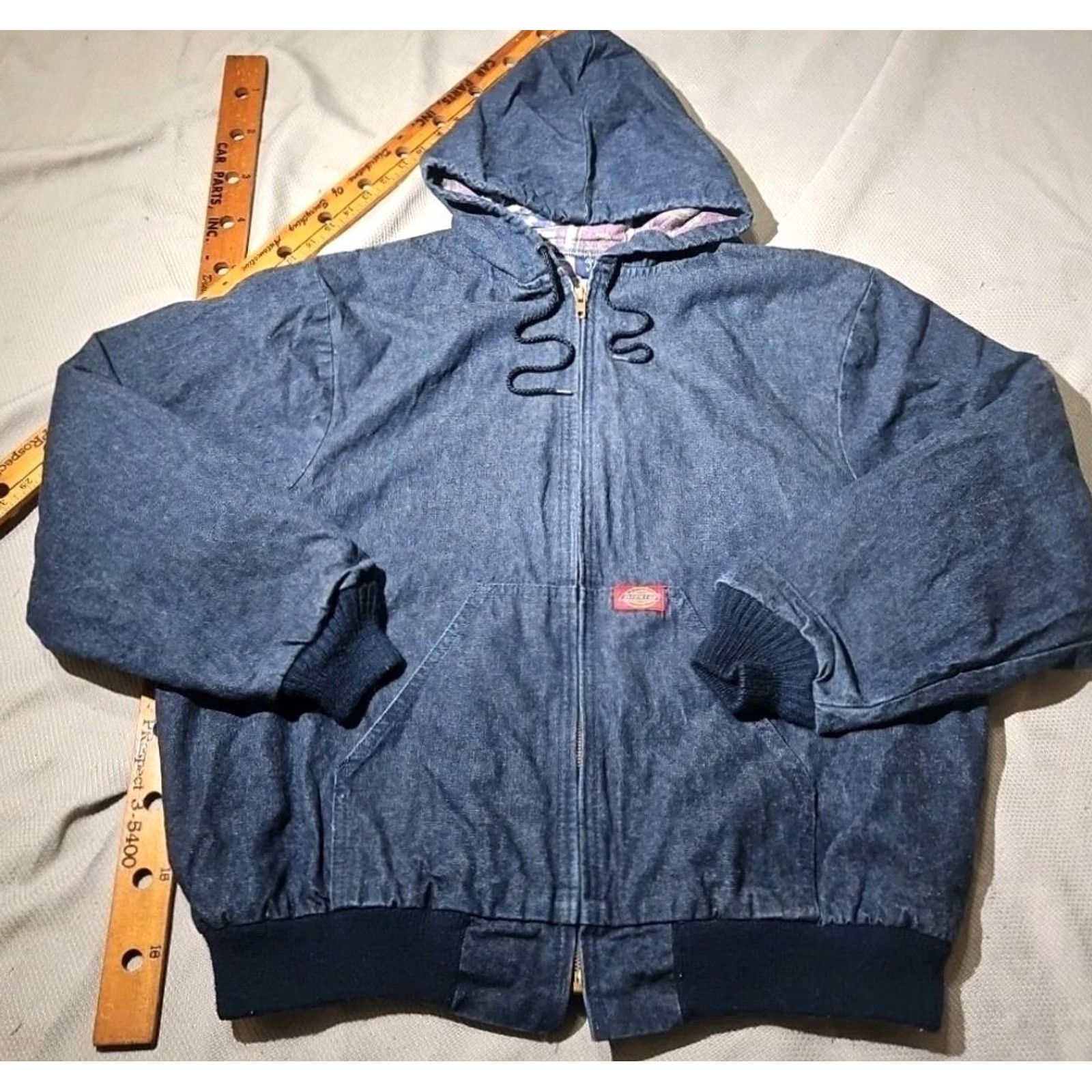 Dickies VTG Dickies Jacket Mens XL Blue Denim Aztec Quilt Lined Hooded Workwear Coat Jacket Size US XL / EU 56 / 4 - 5 Thumbnail