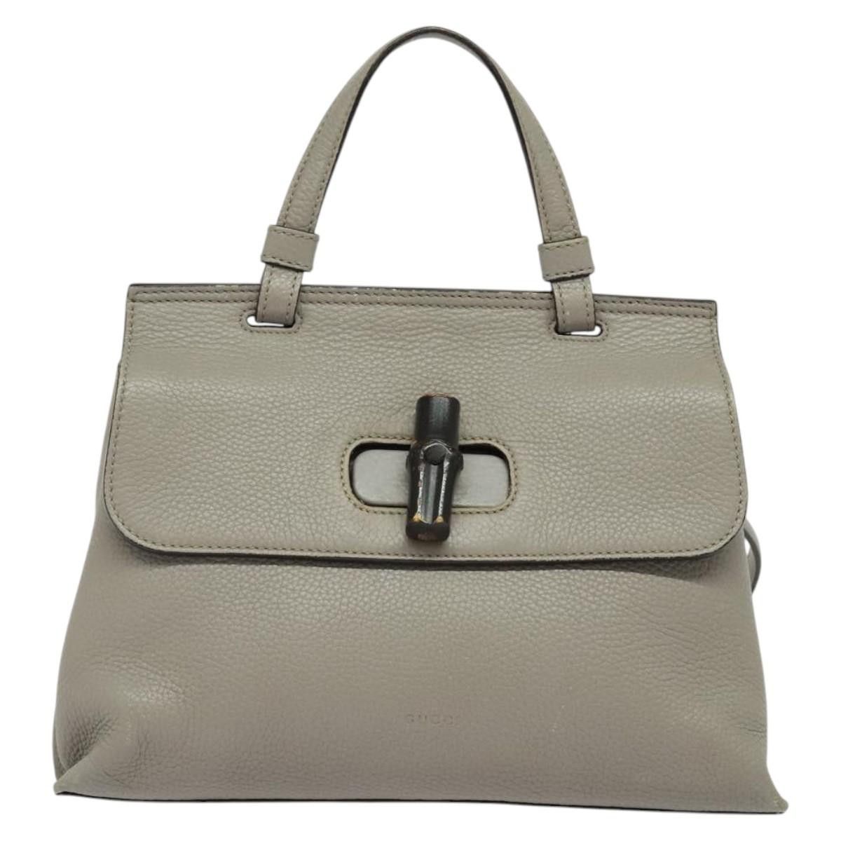 Gucci GUCCI Bamboo Daily Hand Bag Leather Gray Silver Size ONE SIZE - 2 Thumbnail