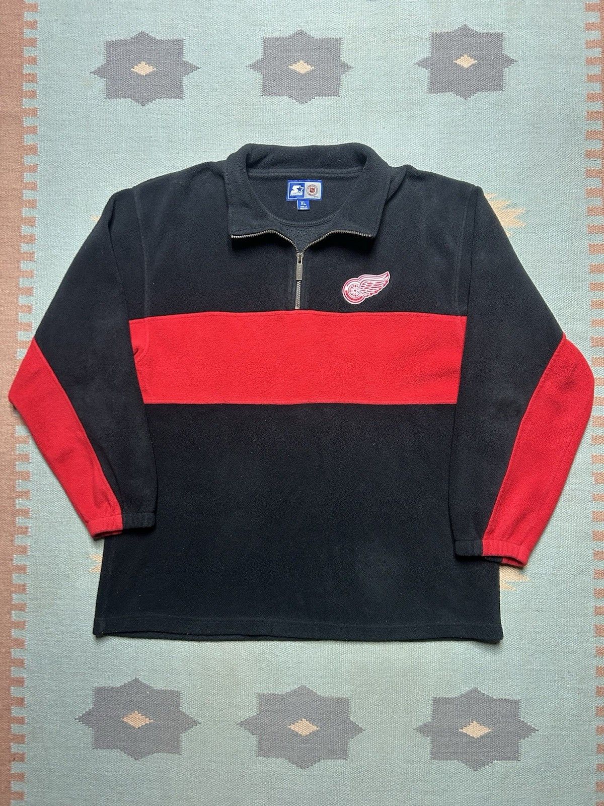 Vintage Vtg starter fleece jacket Detroit red wings 1/4 zip NHL XL Size US XL / EU 56 / 4 - 1 Thumbnail