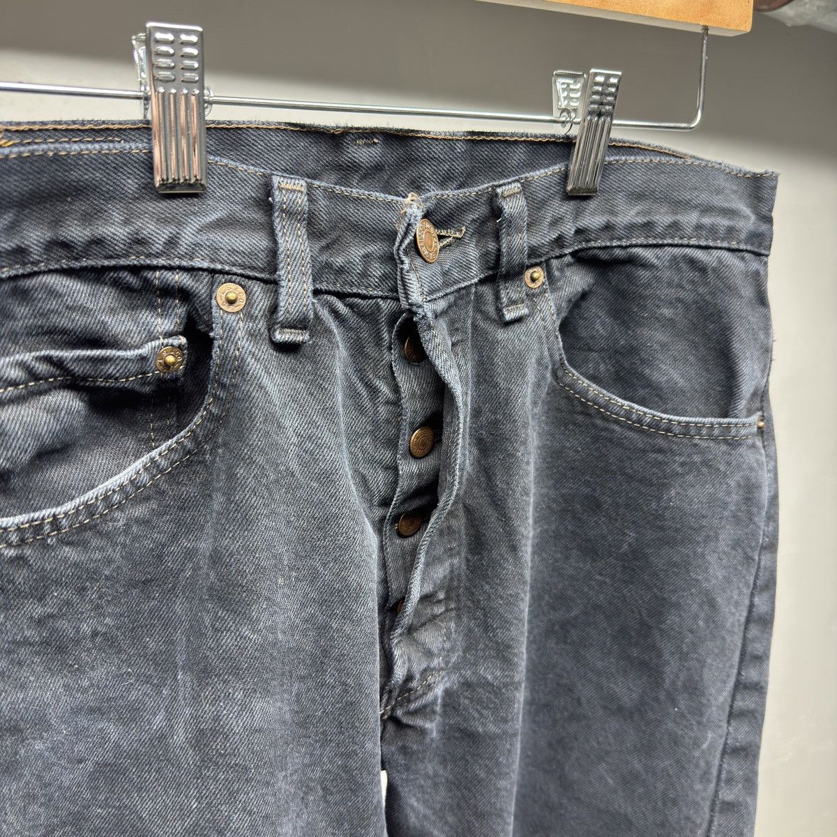 Levi's 90s Levi's 501 Black Distressed Jeans ERD Grunge Chrome Size US 30 / EU 46 - 5 Thumbnail