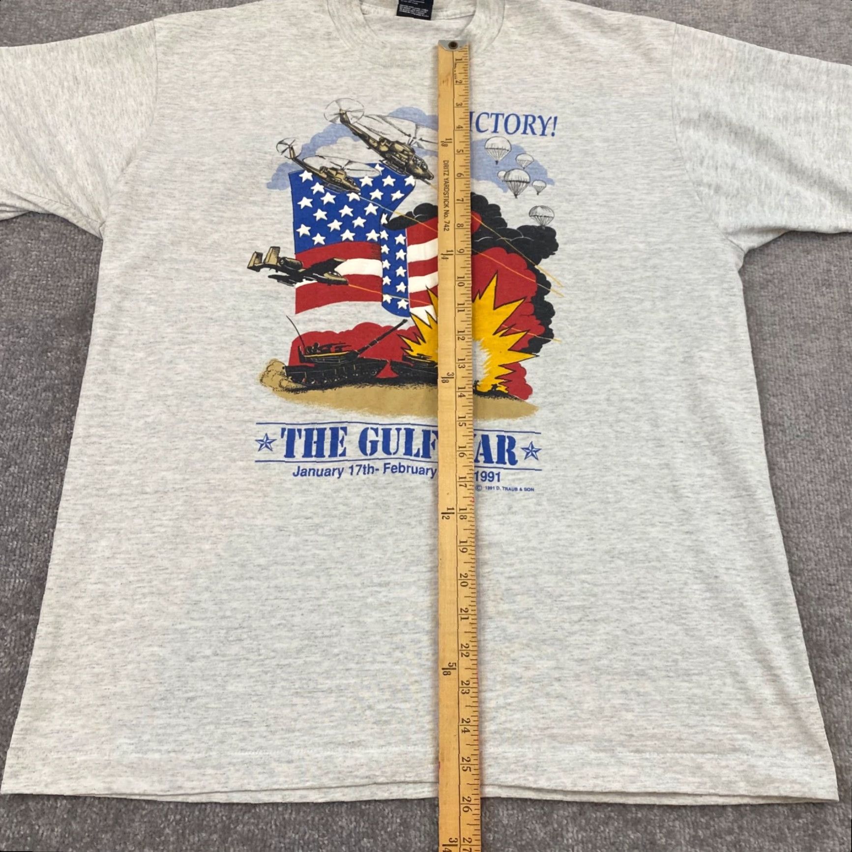 Vintage VINTAGE The Gulf War Shirt Mens XL Gray Graphic Tee Victory 1991 90s Shield Shirt Size US XL / EU 56 / 4 - 6 Thumbnail