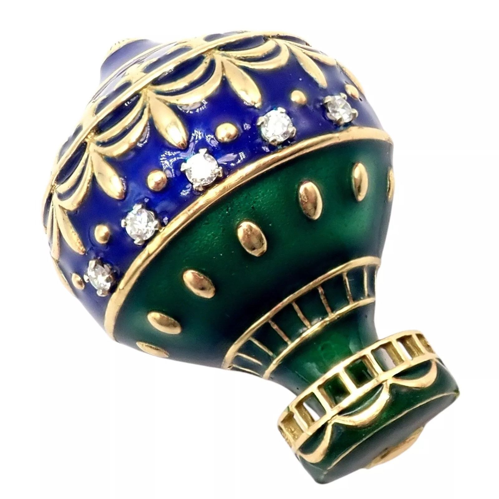 Dior Dior 18k Yellow Gold Diamond Enamel Jules Verne Pin Brooch Size ONE SIZE - 16 Thumbnail