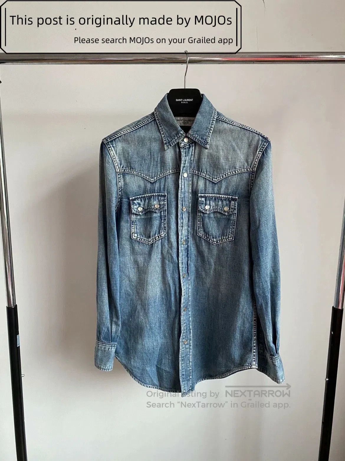 Saint Laurent Paris Saint Laurent Paris 16AW Double Rivet Pocket Denim Shirt. Size US XS / EU 42 / 0 - 1 Thumbnail