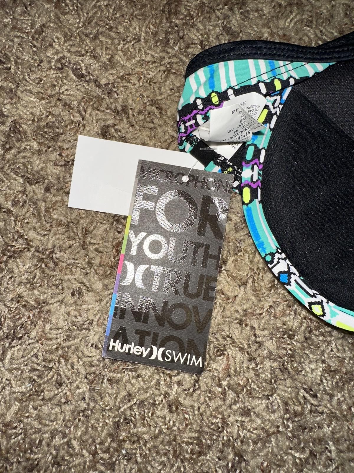 Nike Hurley Junior Girls Geo Print Swim Bra Size ONE SIZE - 8 Thumbnail