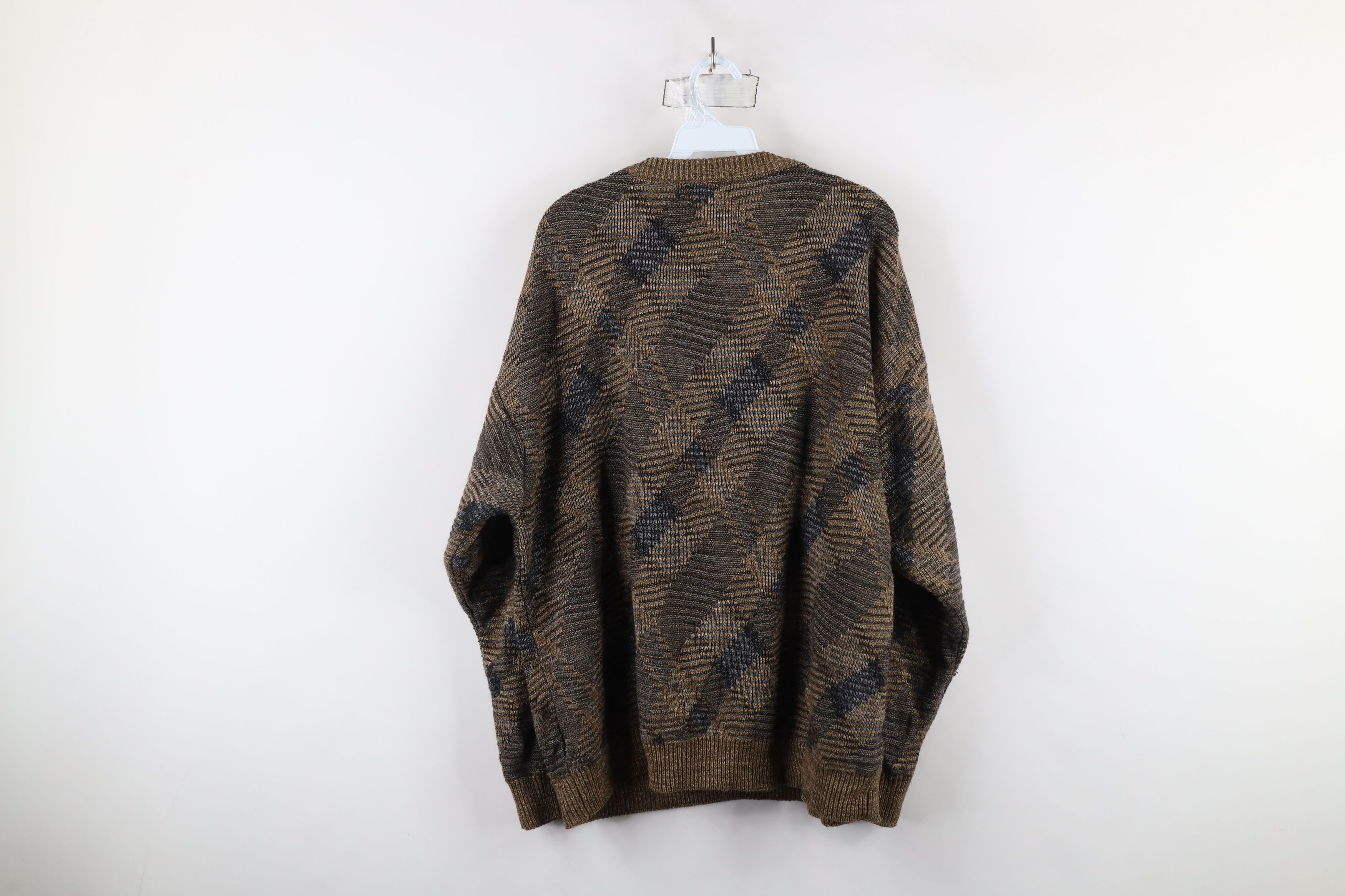 Vintage Vintage 90s Streetwear Tone Argyle Knit Crewneck Sweater Size US XXL / EU 58 / 5 - 8 Thumbnail