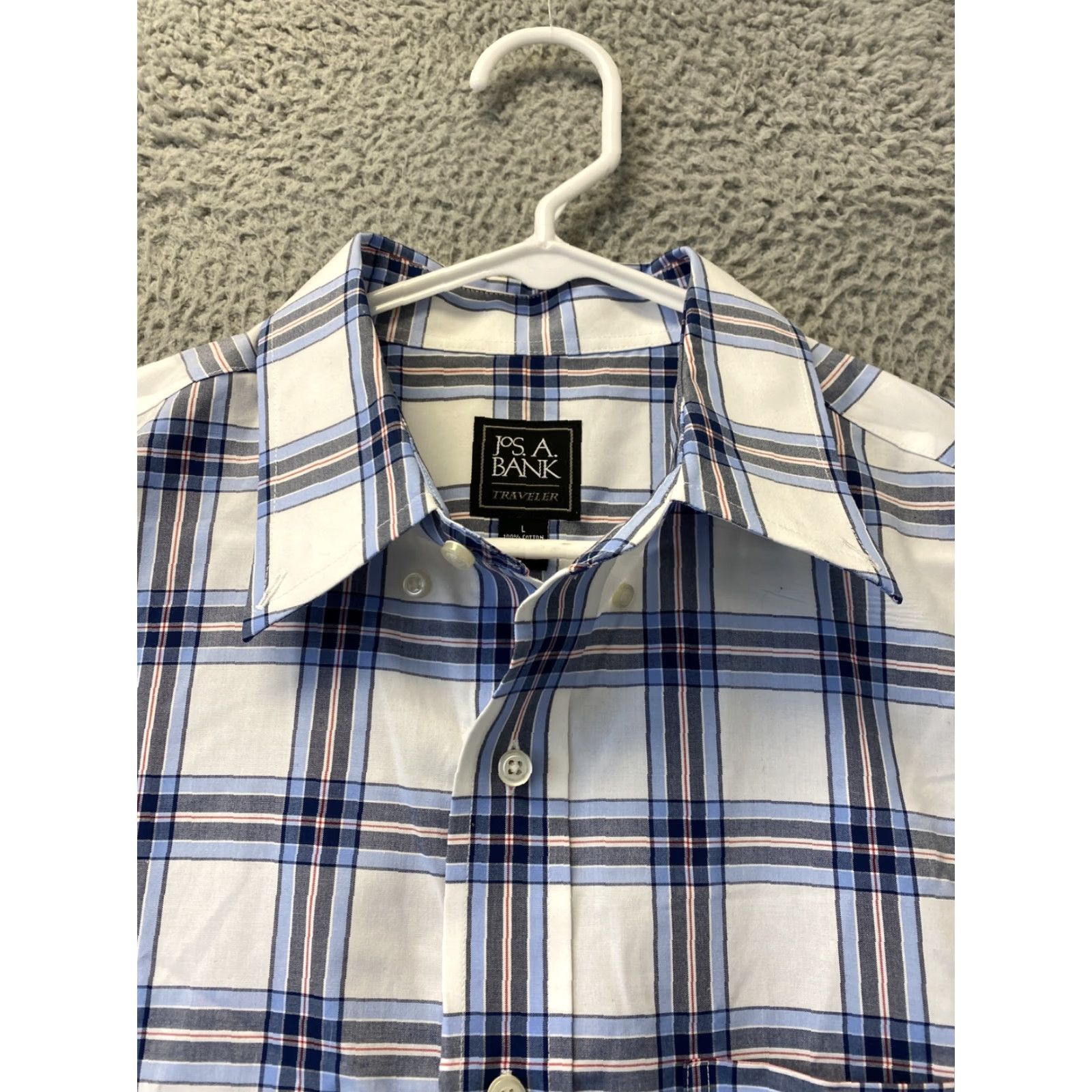 Jos. A. Bank Jos. A. Bank Men's Shirt L Woven Cotton Blend Short Sleeve Plaid Multicolor Classic Fit Button-Up Casual Formal Wedding Size US L / EU 52-54 / 3 - 3 Thumbnail