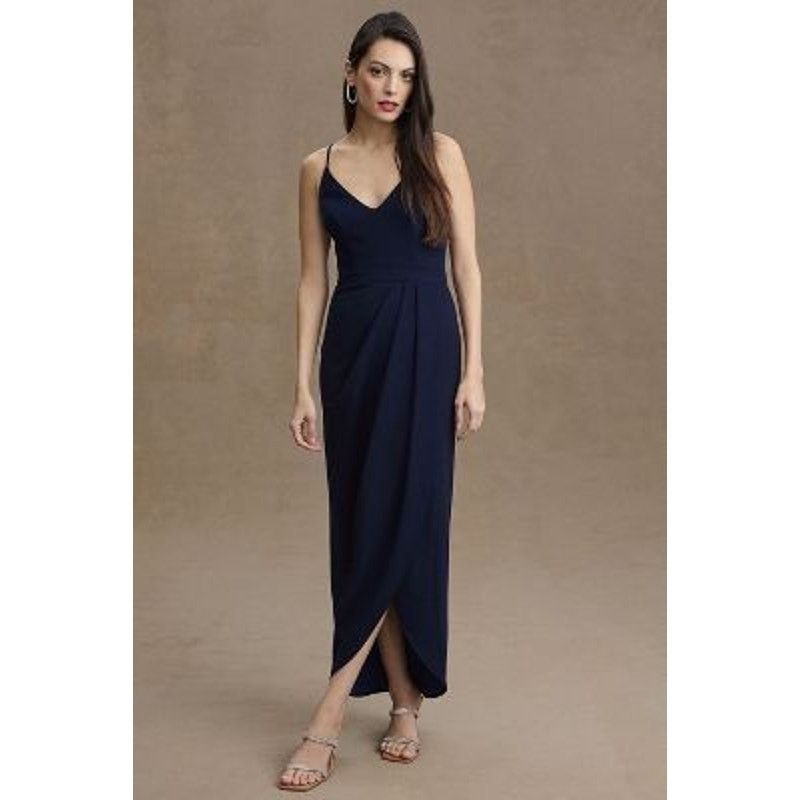 Anthropologie New BHLDN Lyra V-Neck Faux-Wrap Stretch Crepe Midi Dress Size M / US 6-8 / IT 42-44 - 1 Thumbnail