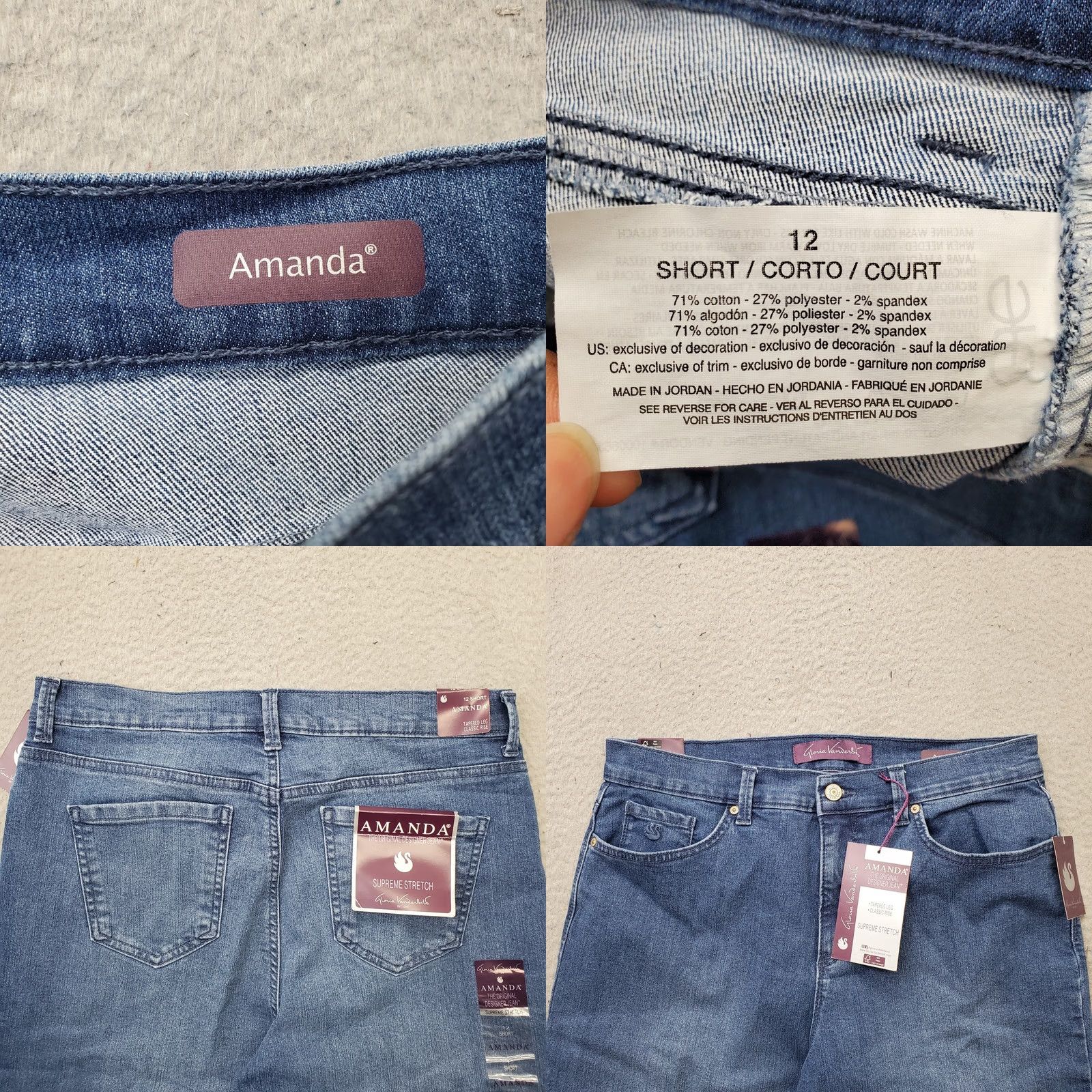 Gloria Vanderbilt Gloria Vanderbilt Amanda Jeans Womens 12 Blue Denim Stretch Classic Tapered Leg Size 34" / US 12 / IT 48 - 8 Thumbnail
