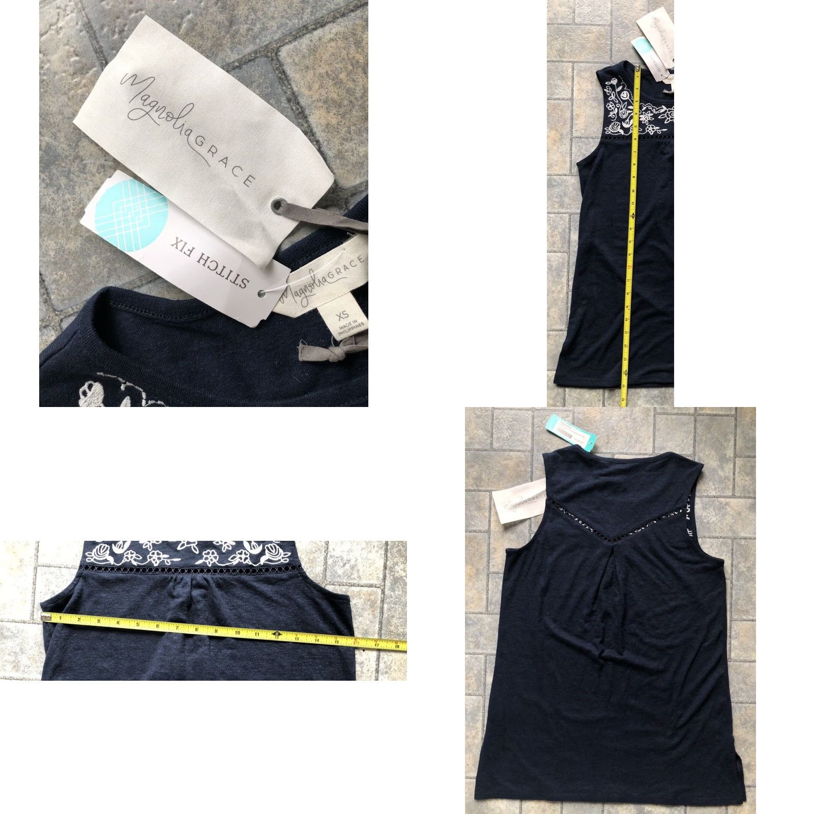 Vintage NWT Magnolia Grace Embroidered Knit Tank Top Women’s XS Navy Blue Size XS / US 0-2 / IT 36-38 - 8 Thumbnail